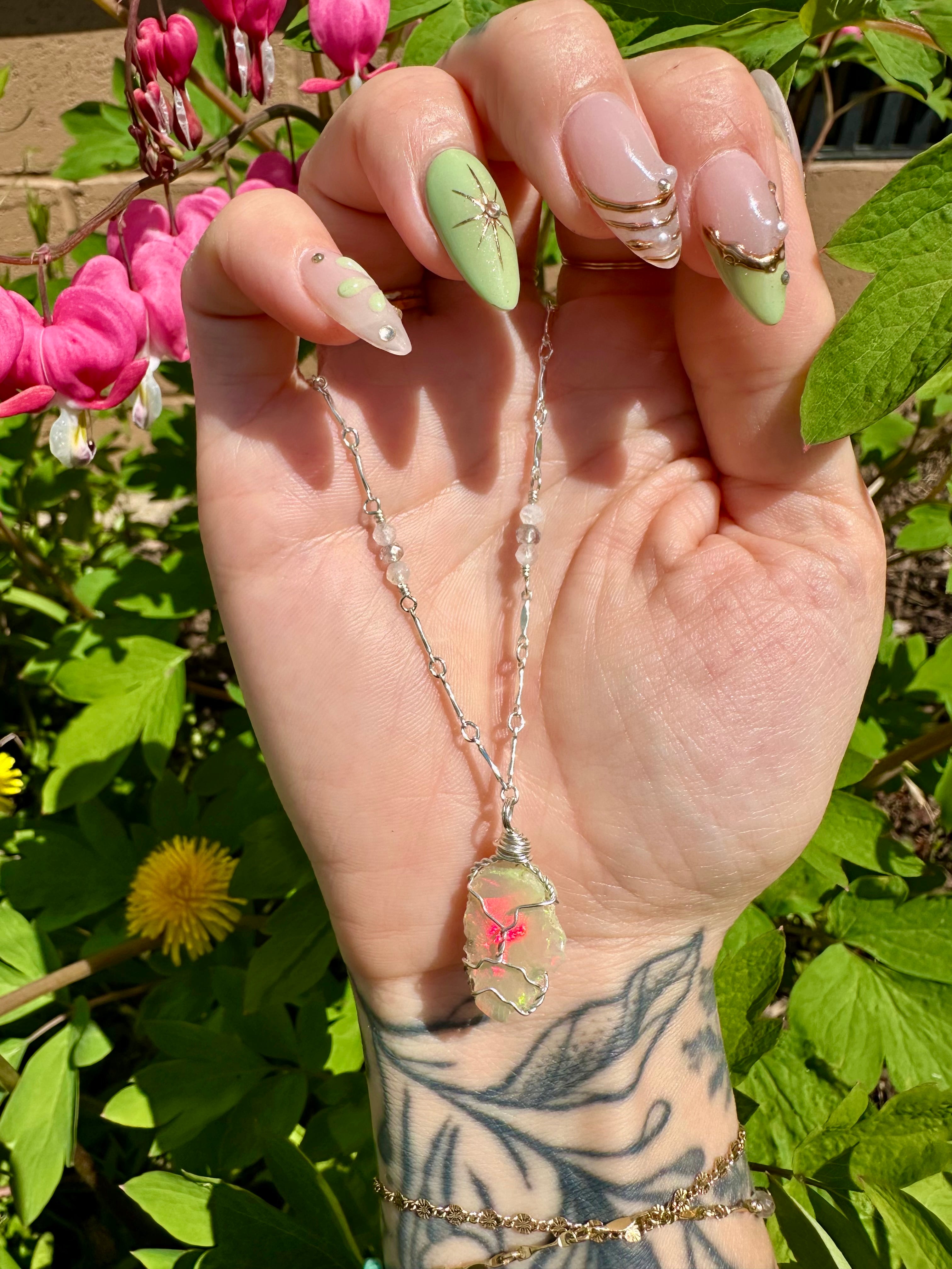 *one of one* ♡ raw opal necklace in sterling silver