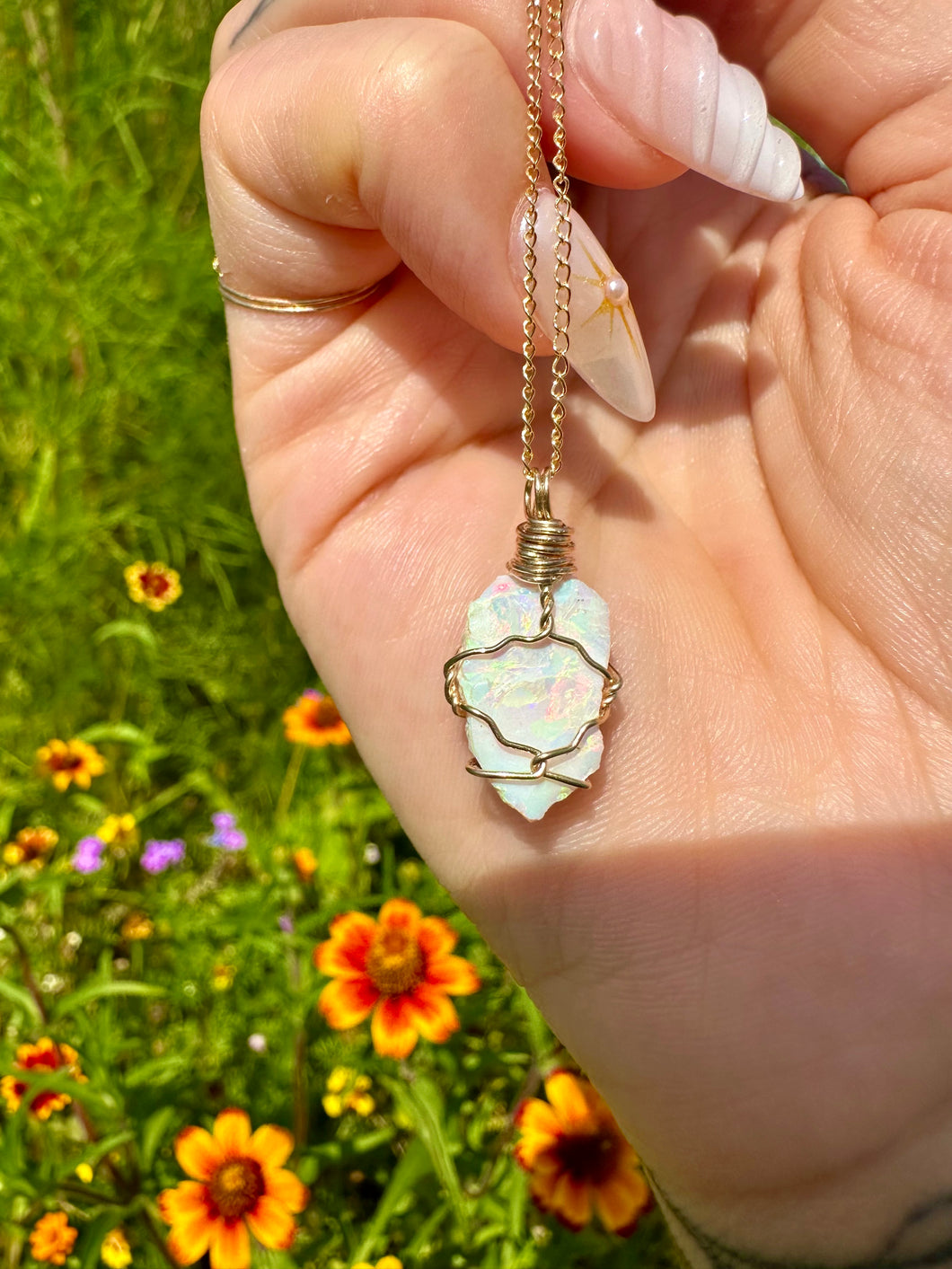 *♡one of one♡ lil raw opal necklace - 14k gold