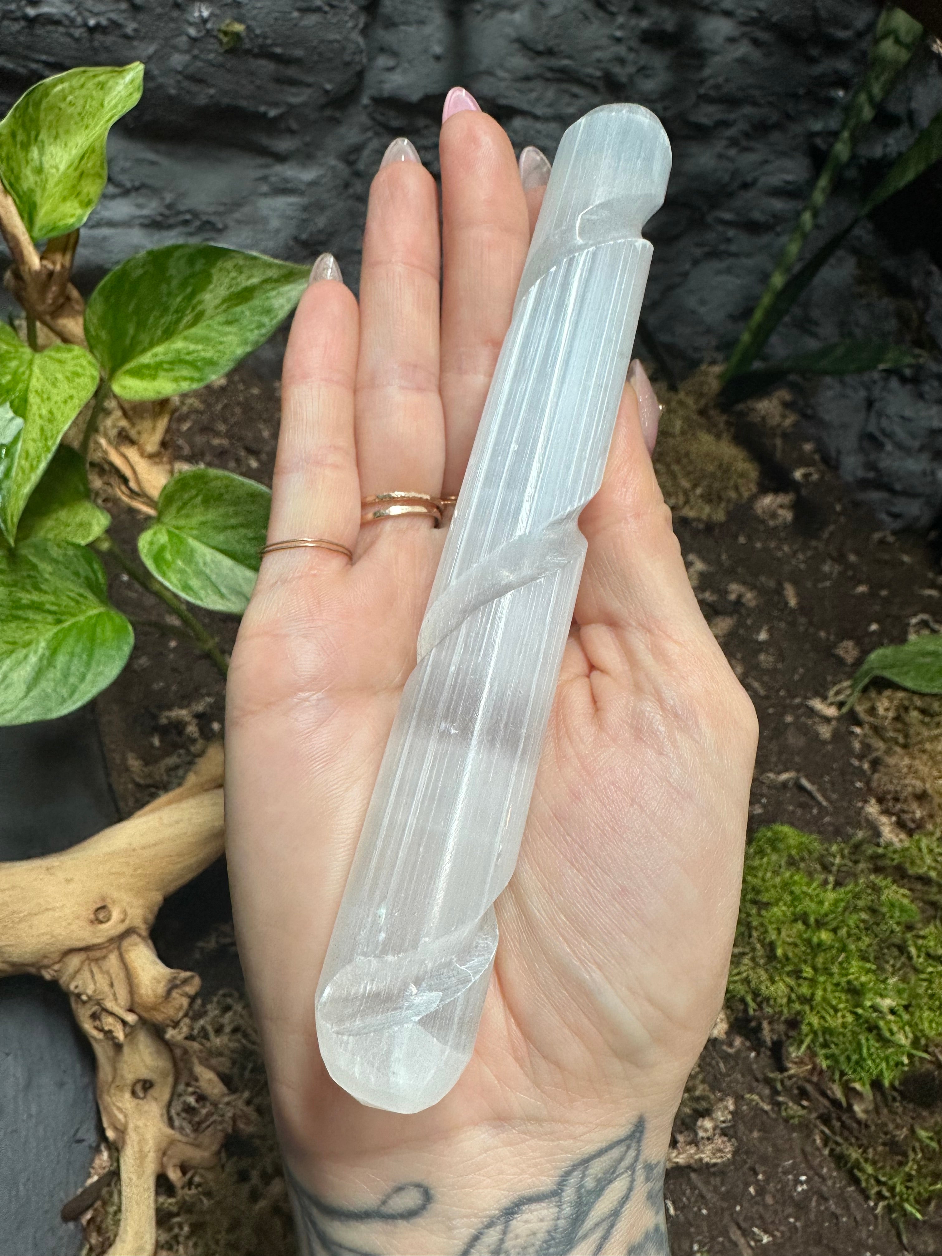 satin spar selenite wand