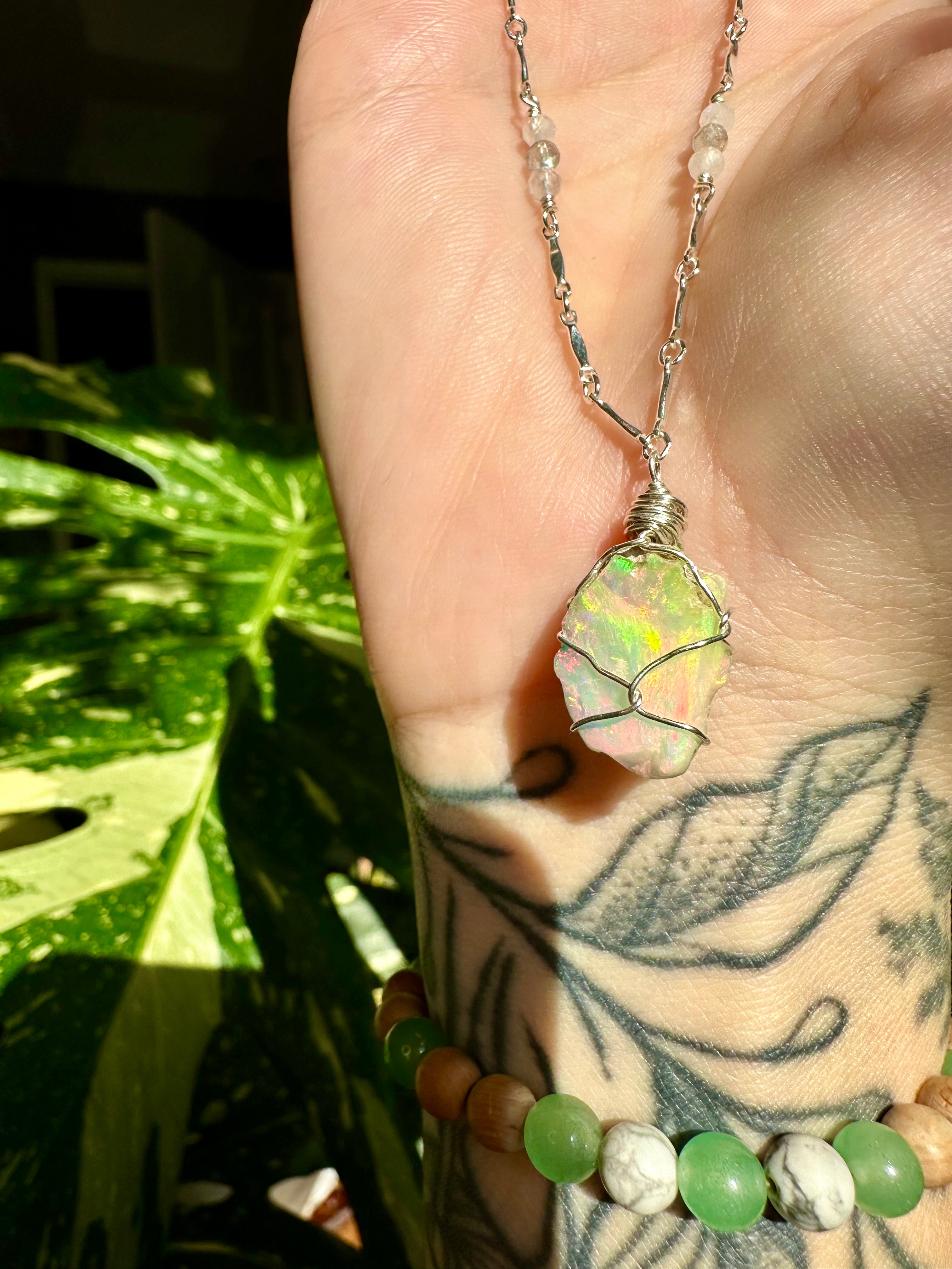 ♡one of one♡ raw opal necklace in sterling silver ***