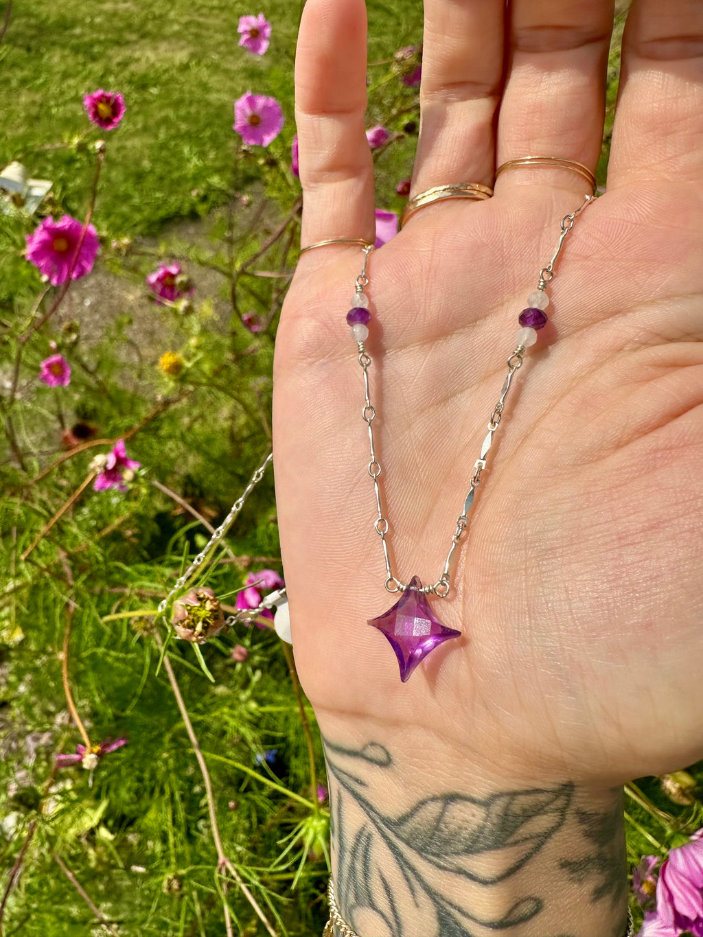 amethyst & moonstone sparkle necklace