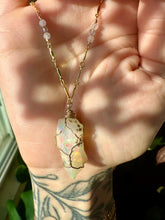 Load image into Gallery viewer, *one of one♡ iridescent raw opal necklace in 14k gold