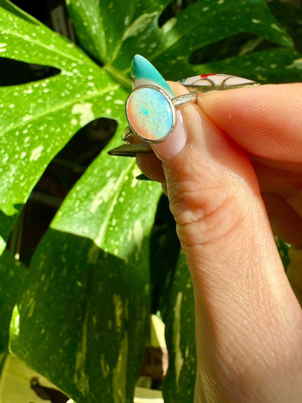 opal sterling silver ring size 5