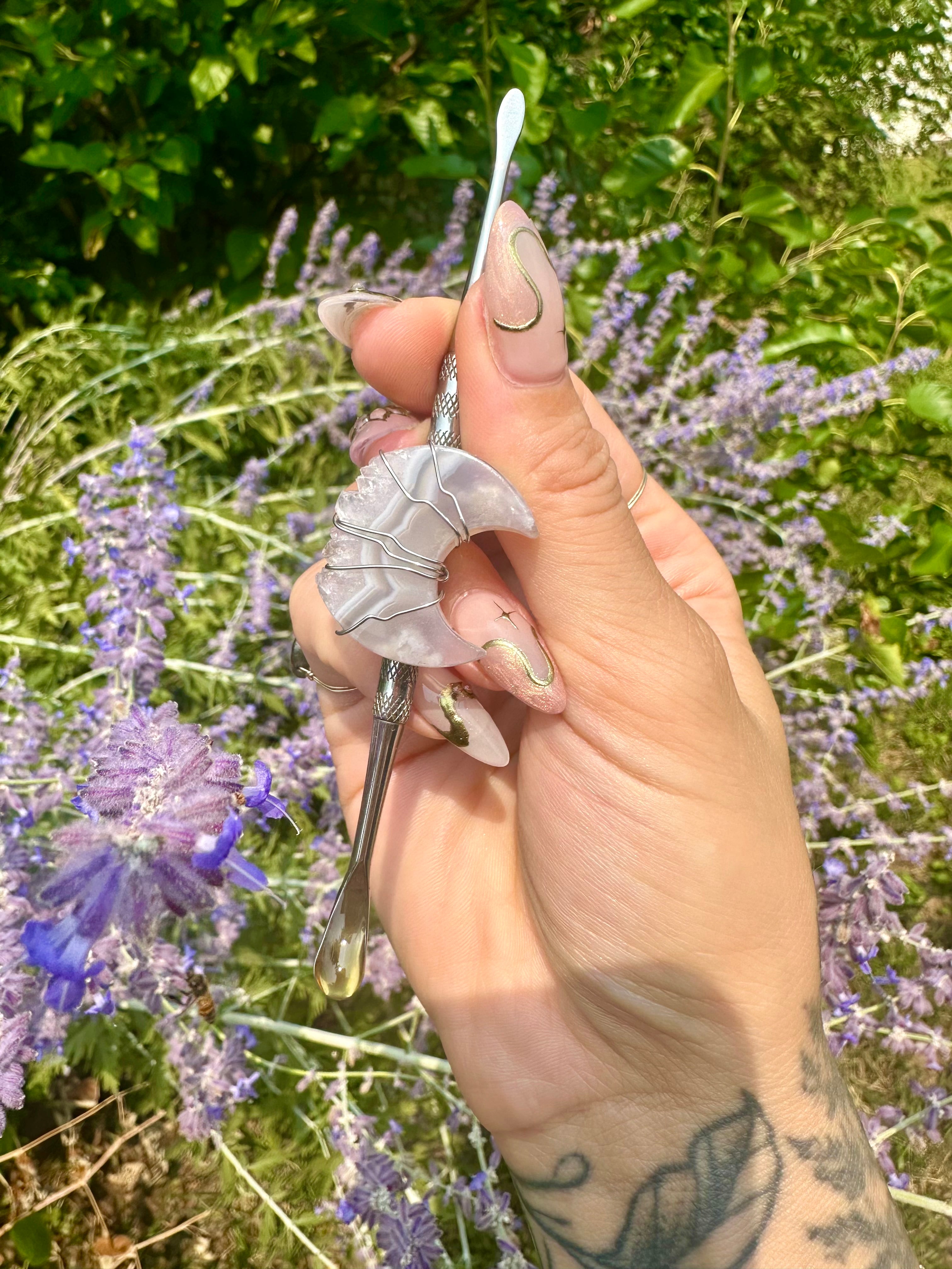 agate quartz moon dabber