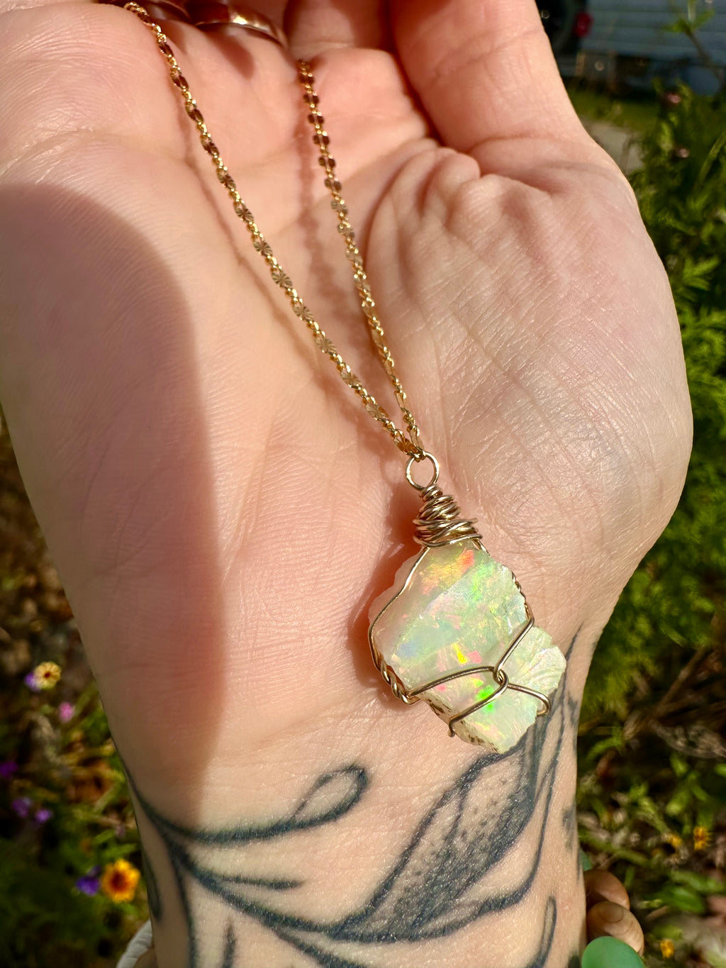 ♡one of one♡ raw opal necklace in 14k gold *