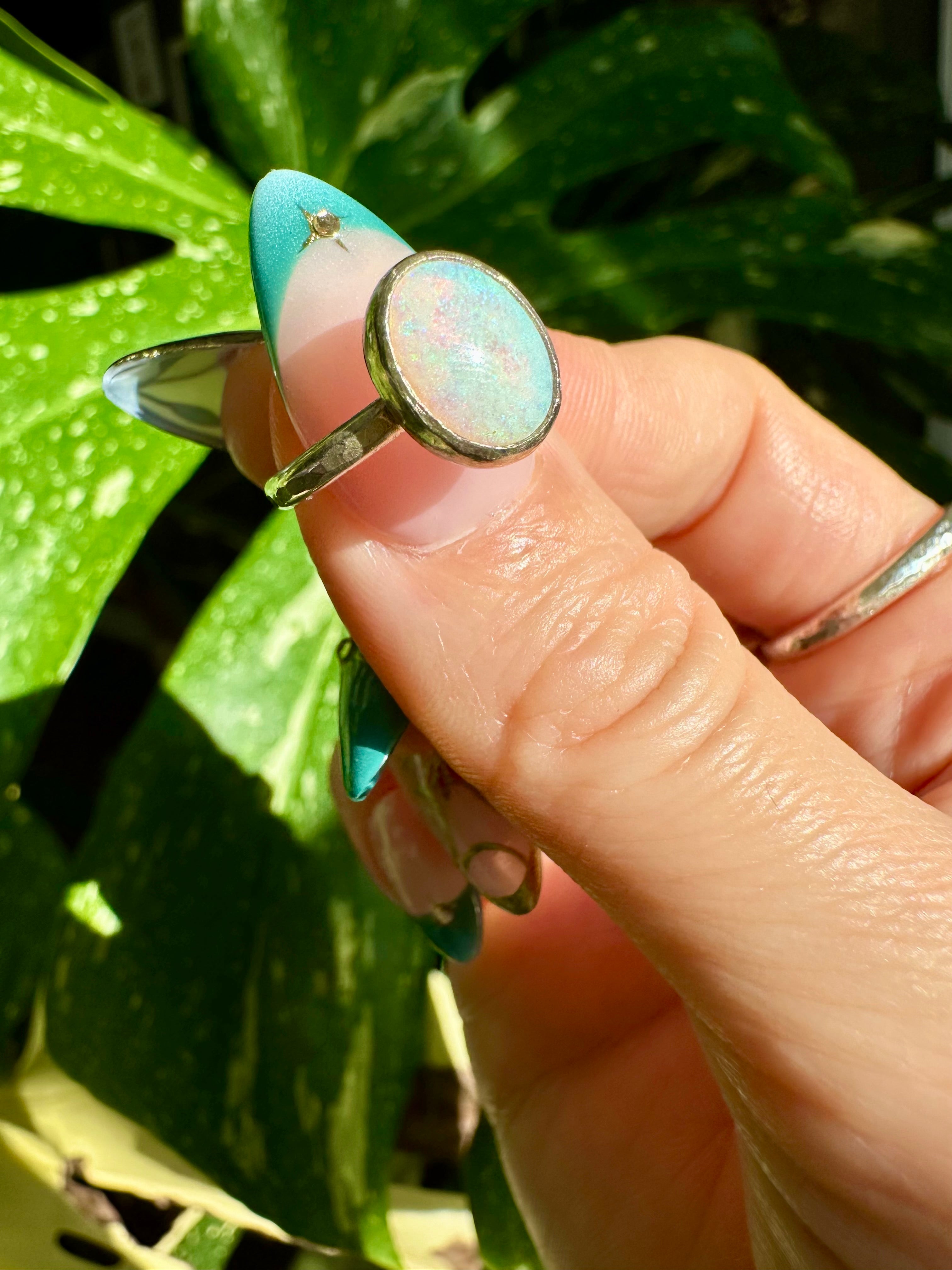 opal sterling silver ring size 5