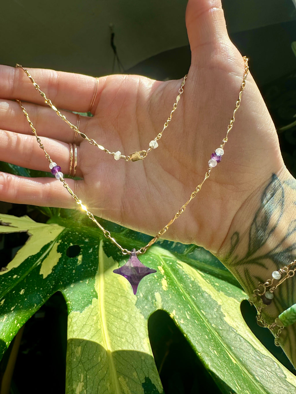 amethyst & moonstone sparkle necklace