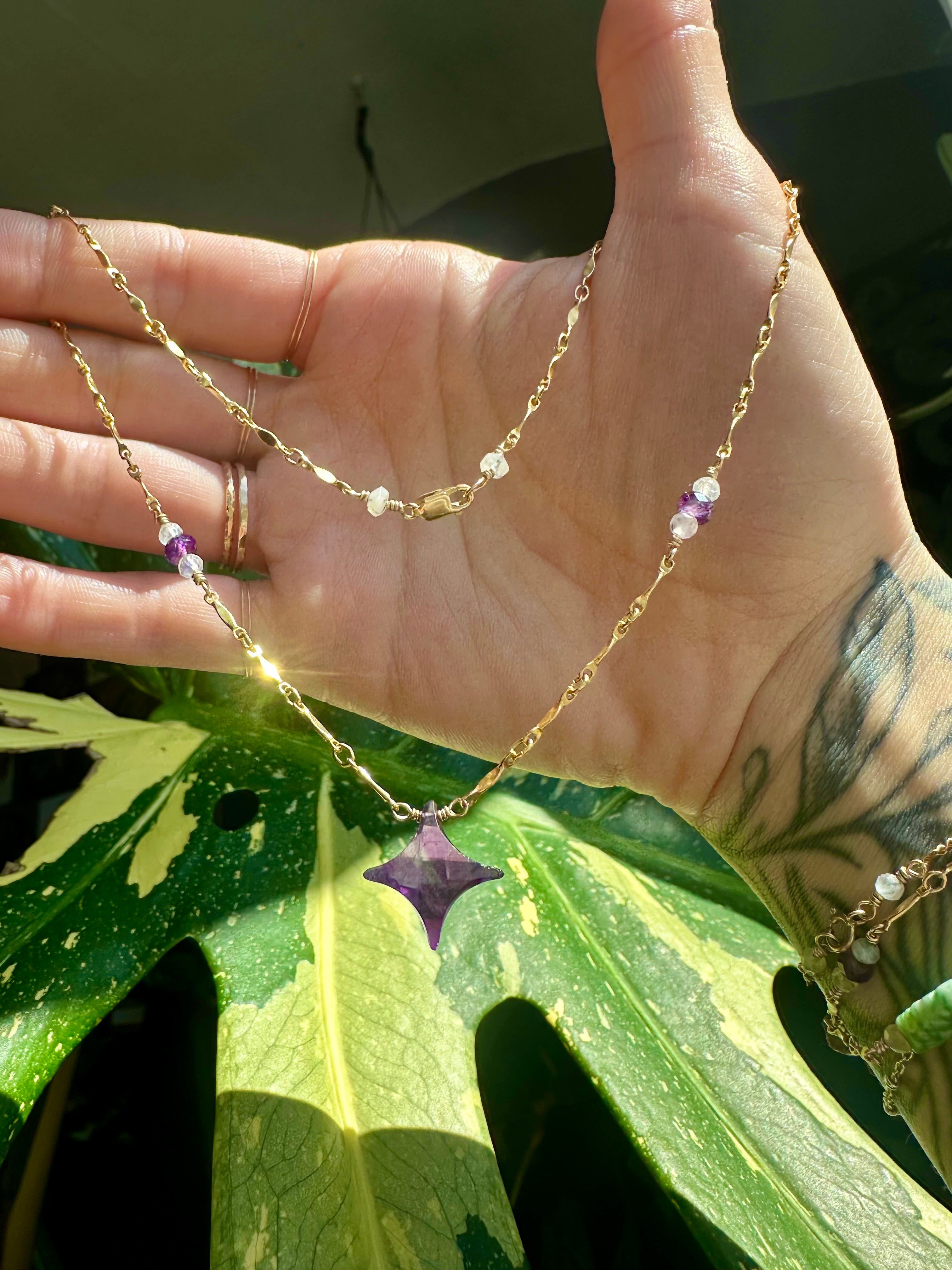 amethyst & moonstone sparkle necklace