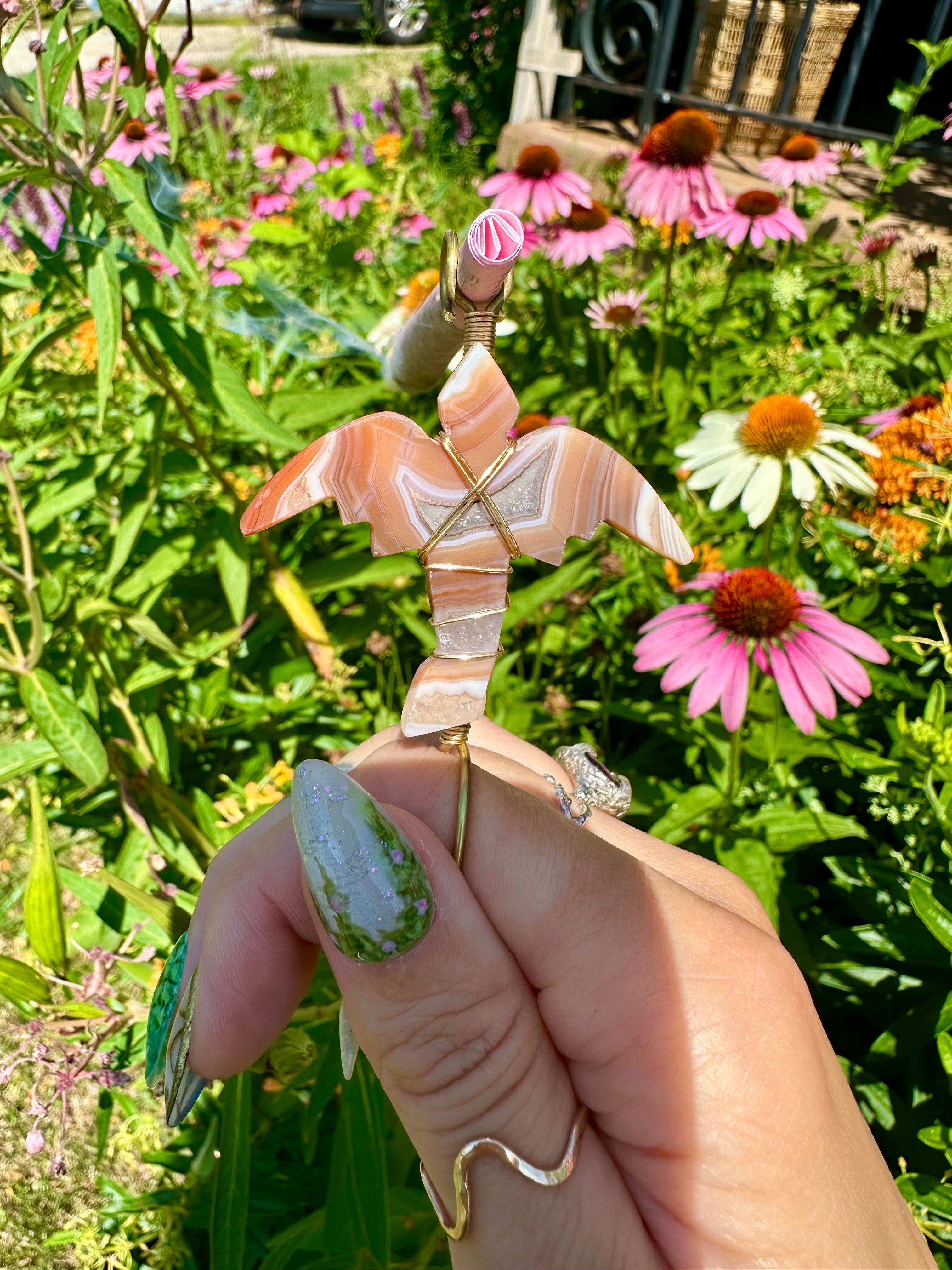 *one of one* carnelian quartz crystal dragon smoke ring ♡