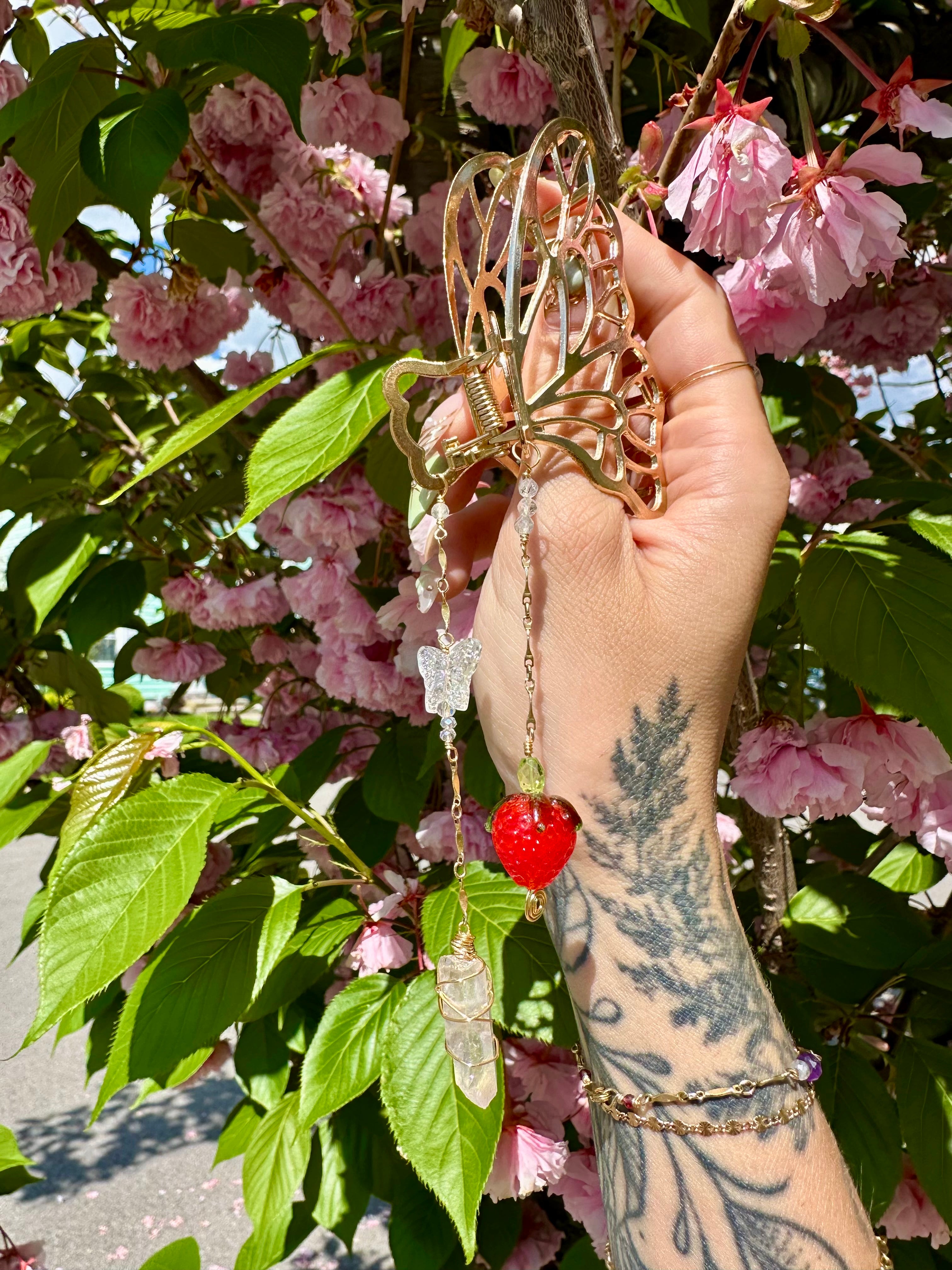 strawberry fairy butterfly hair clip