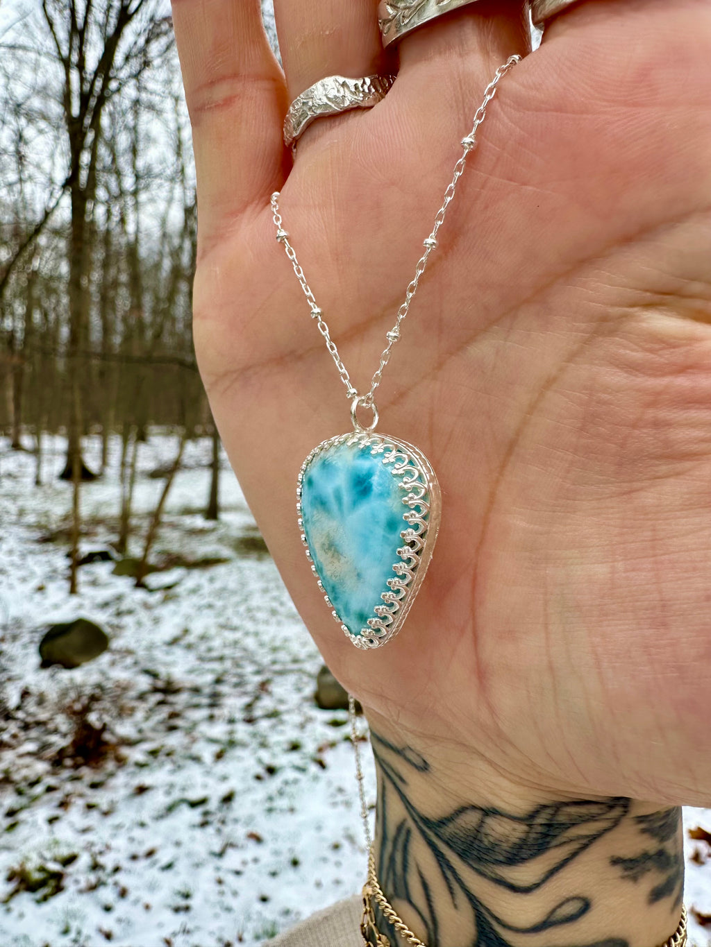 larimar sterling silver necklace