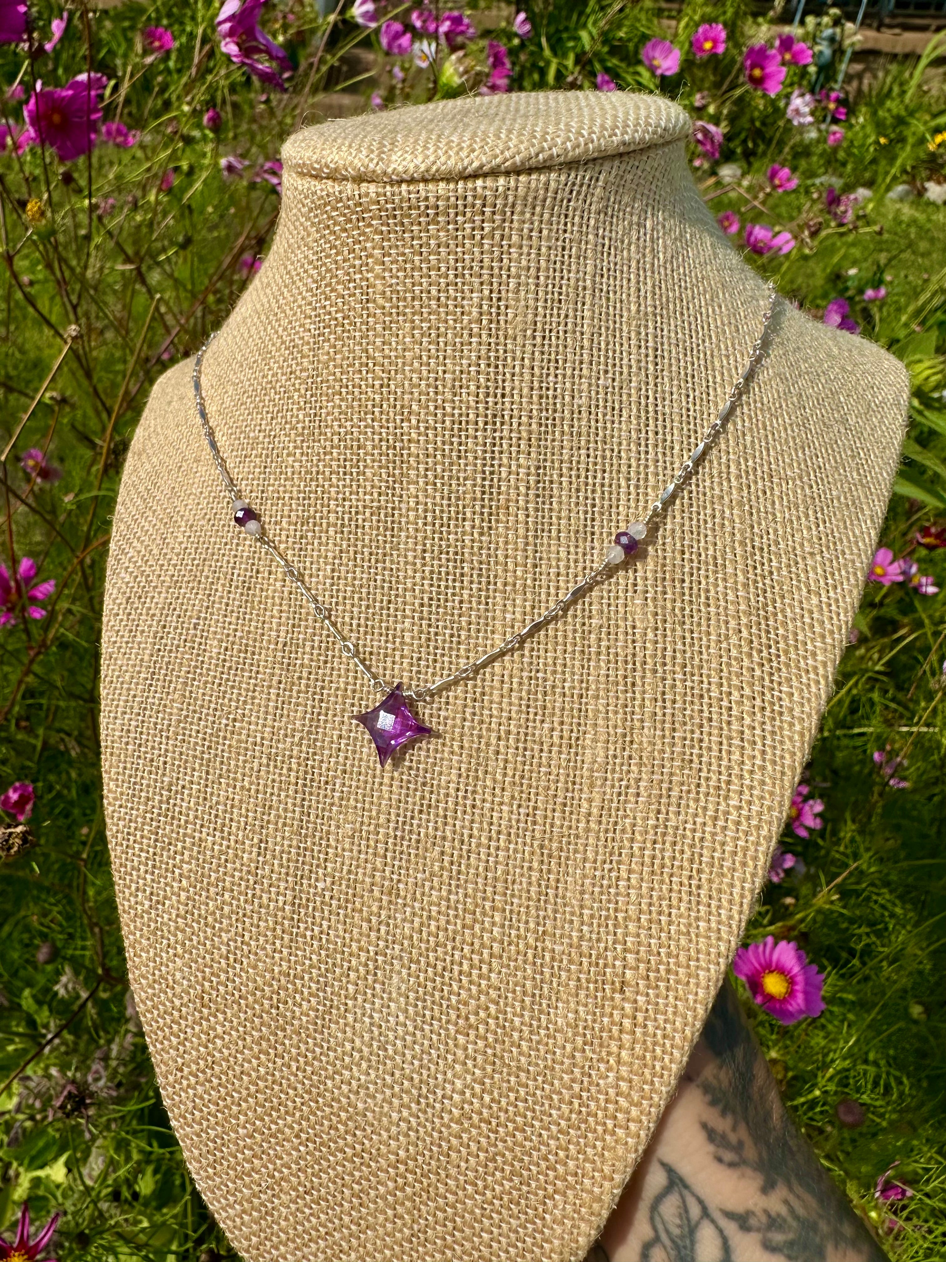 amethyst & moonstone sparkle necklace