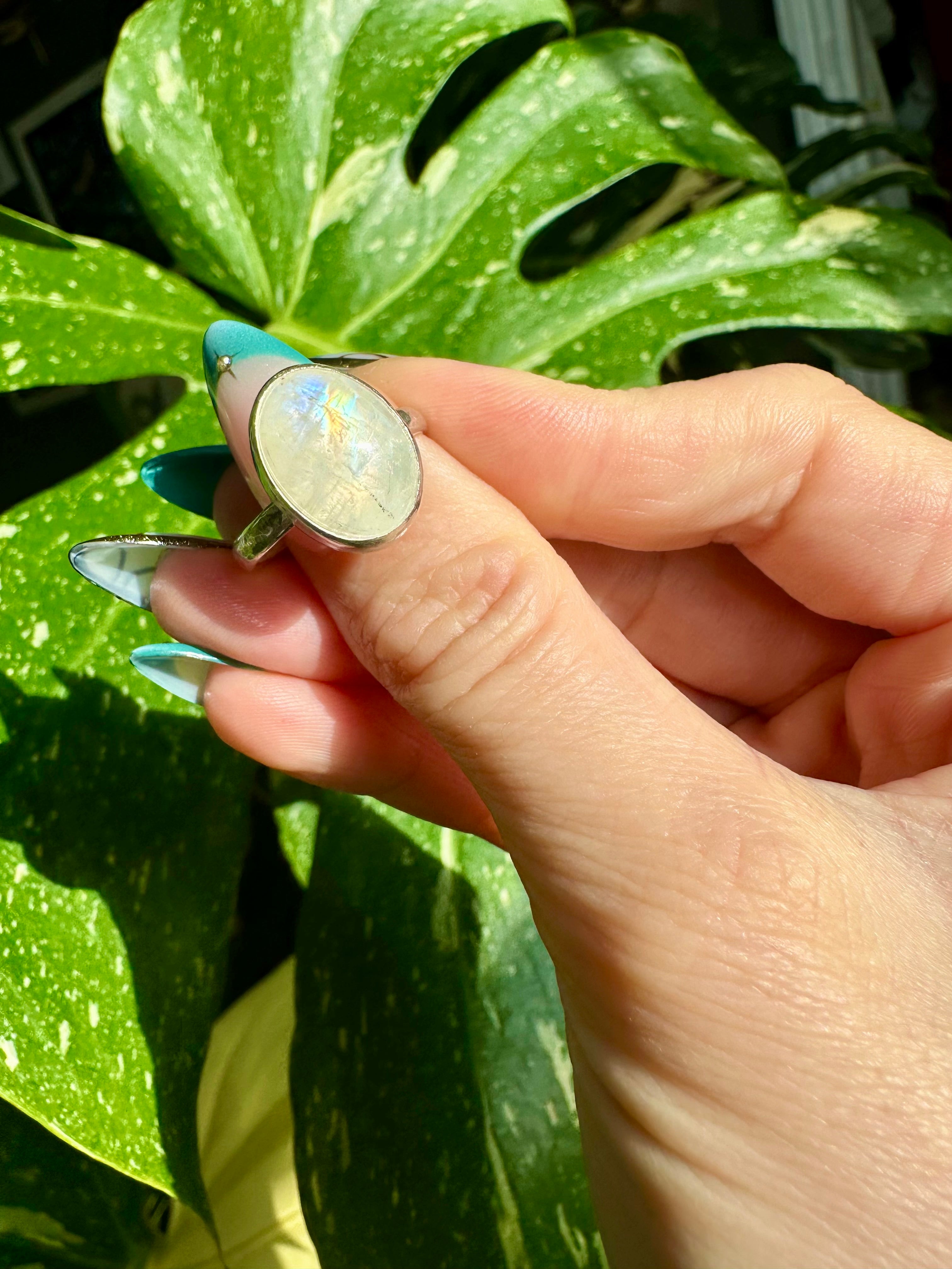 moonstone sterling silver ring size 7.5