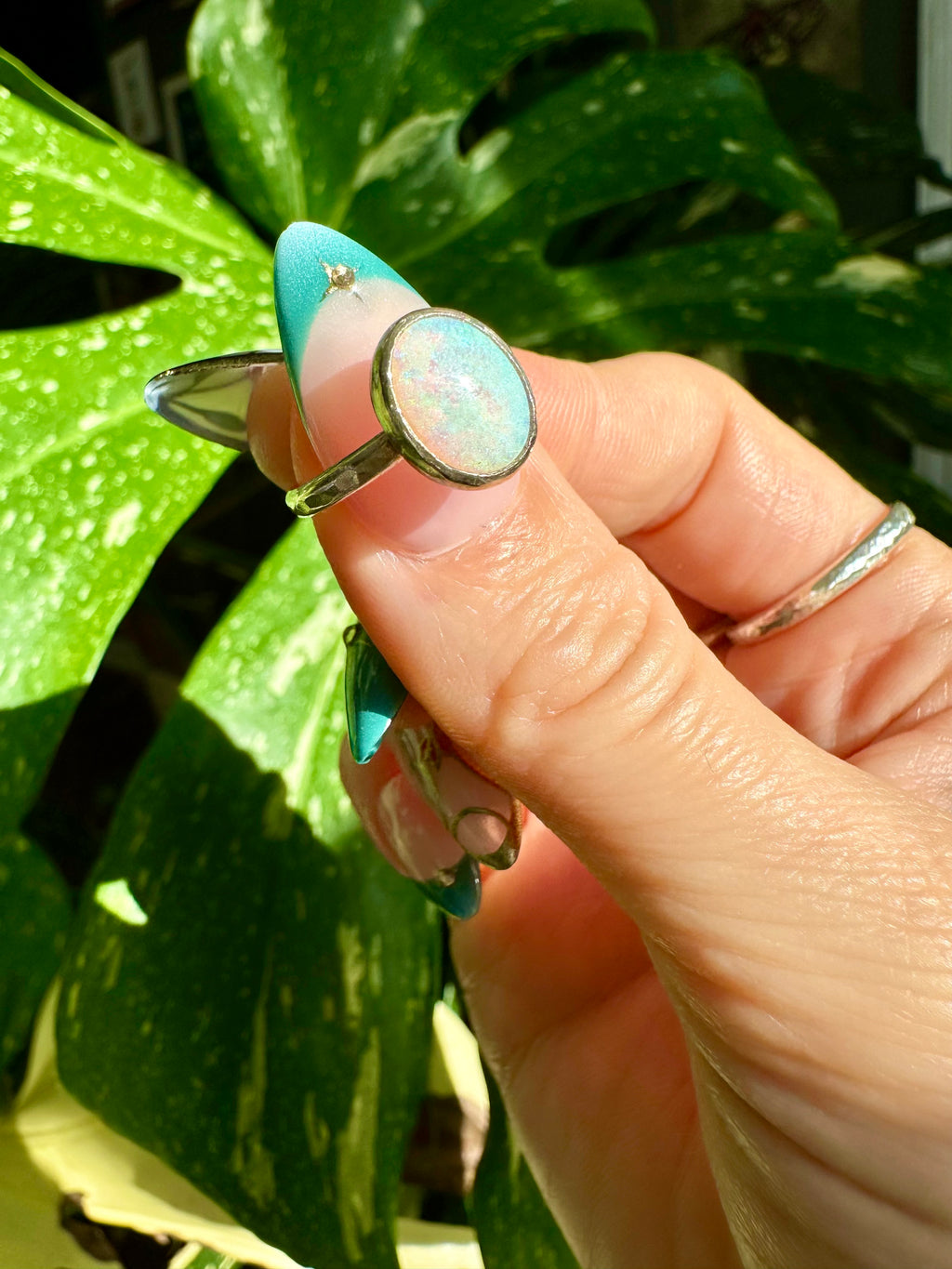 opal sterling silver ring size 5