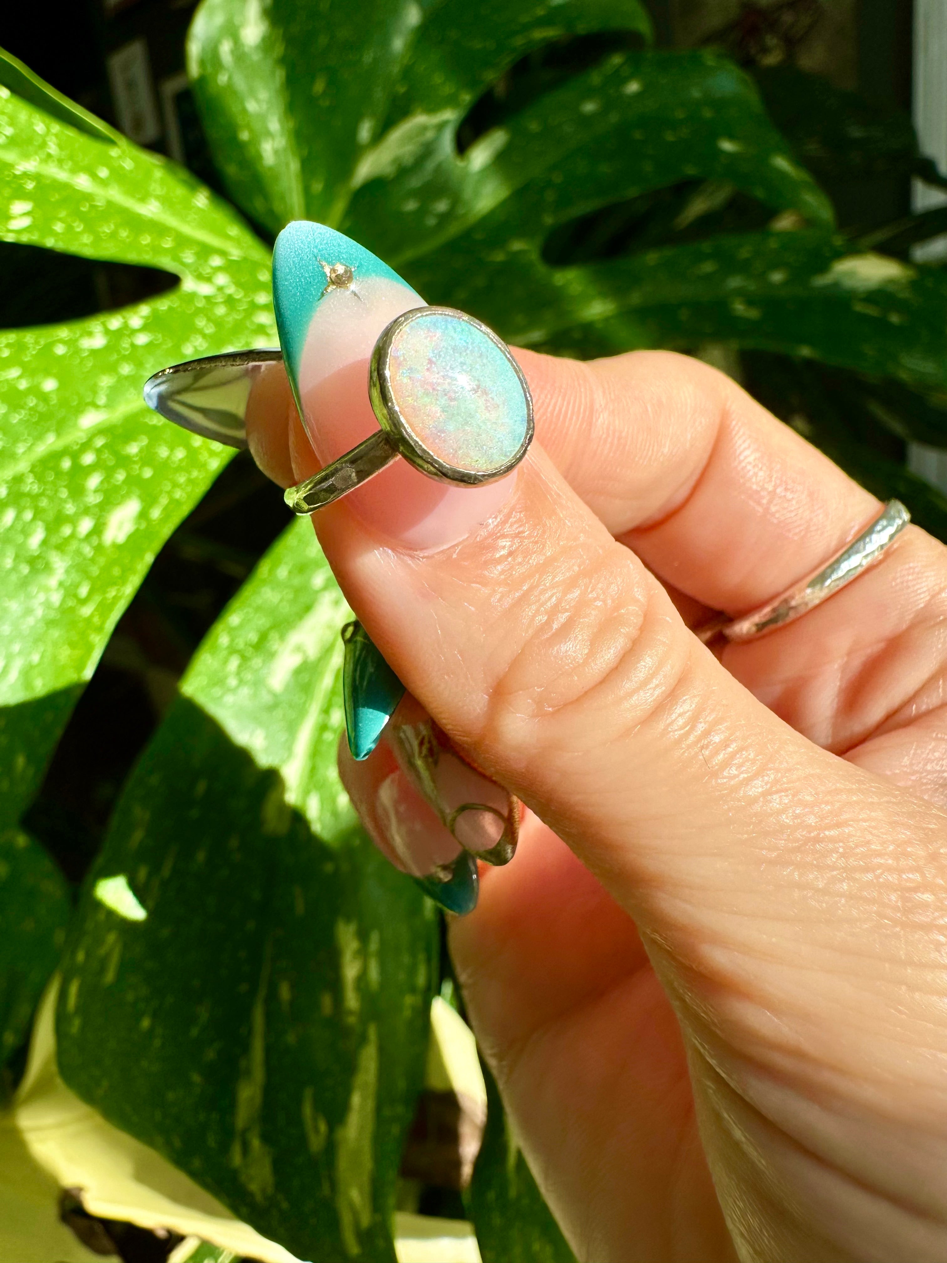 opal sterling silver ring size 5