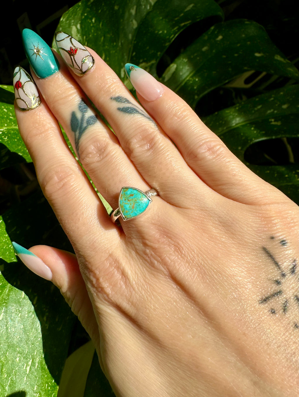 reuleaux triangle turquoise sterling silver ring size 7.5