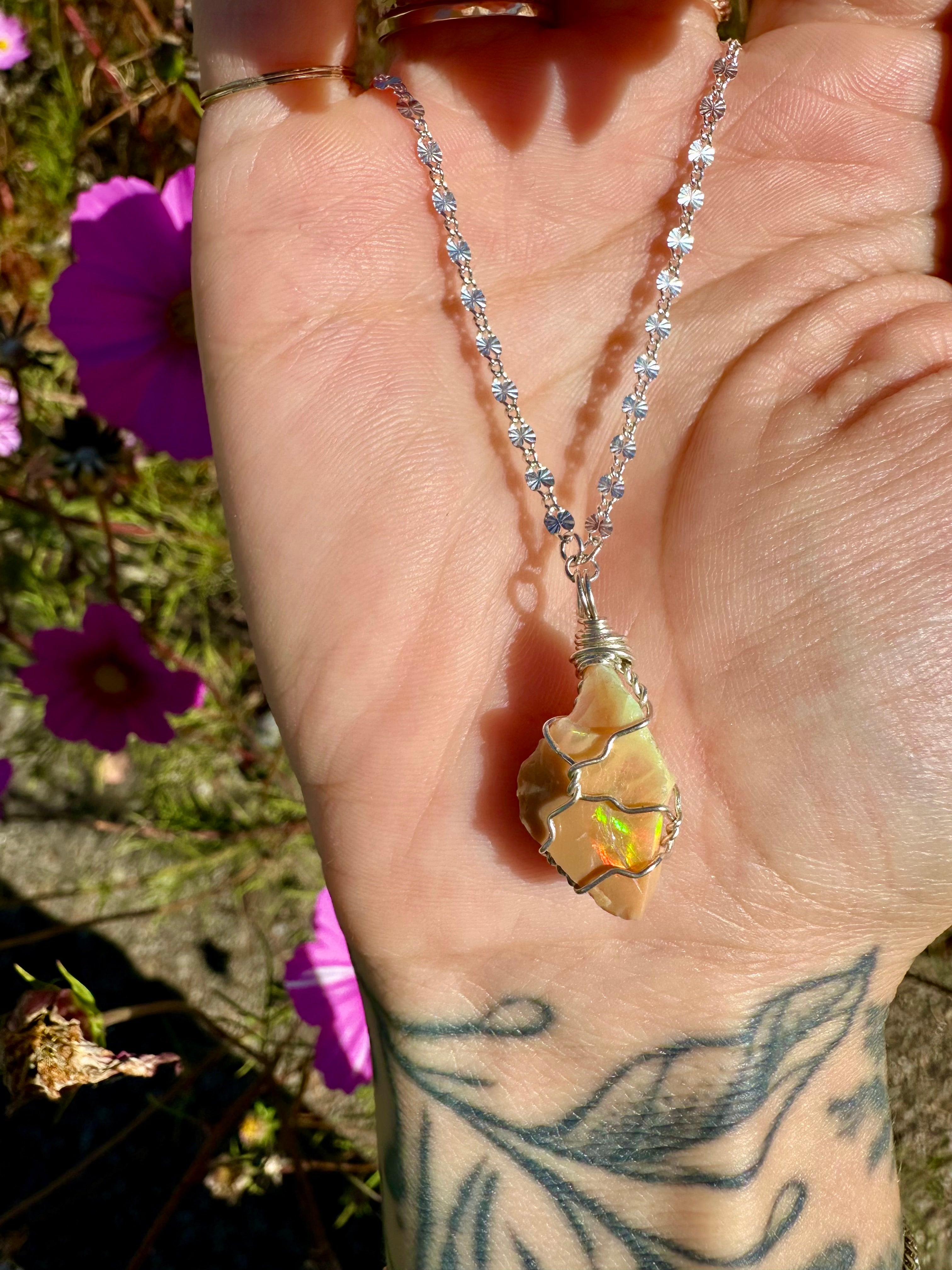*one of one* raw opal necklace in sterling silver ♡