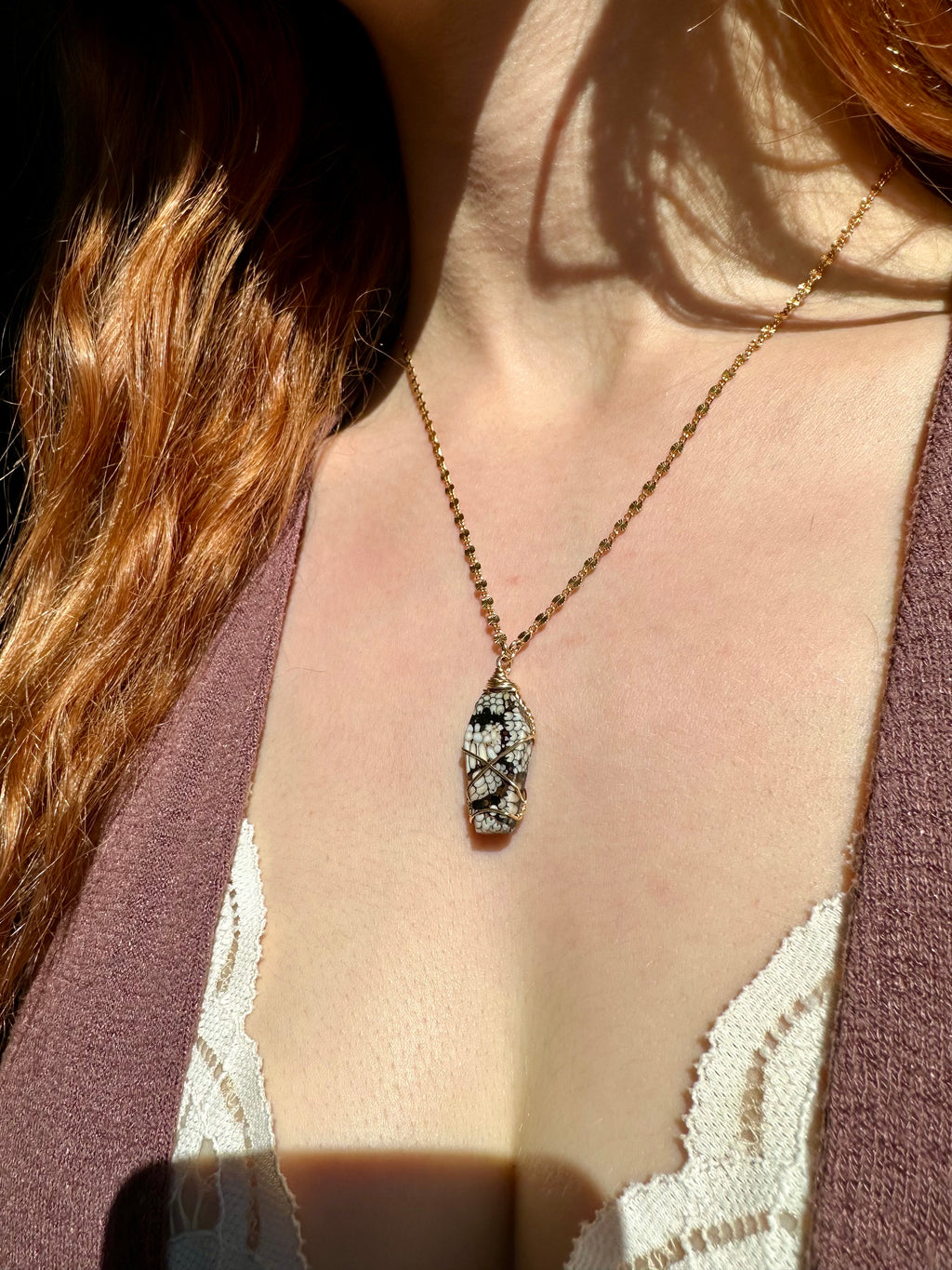 *one of one* snake skin fossil coffin necklace in 14k gold fill