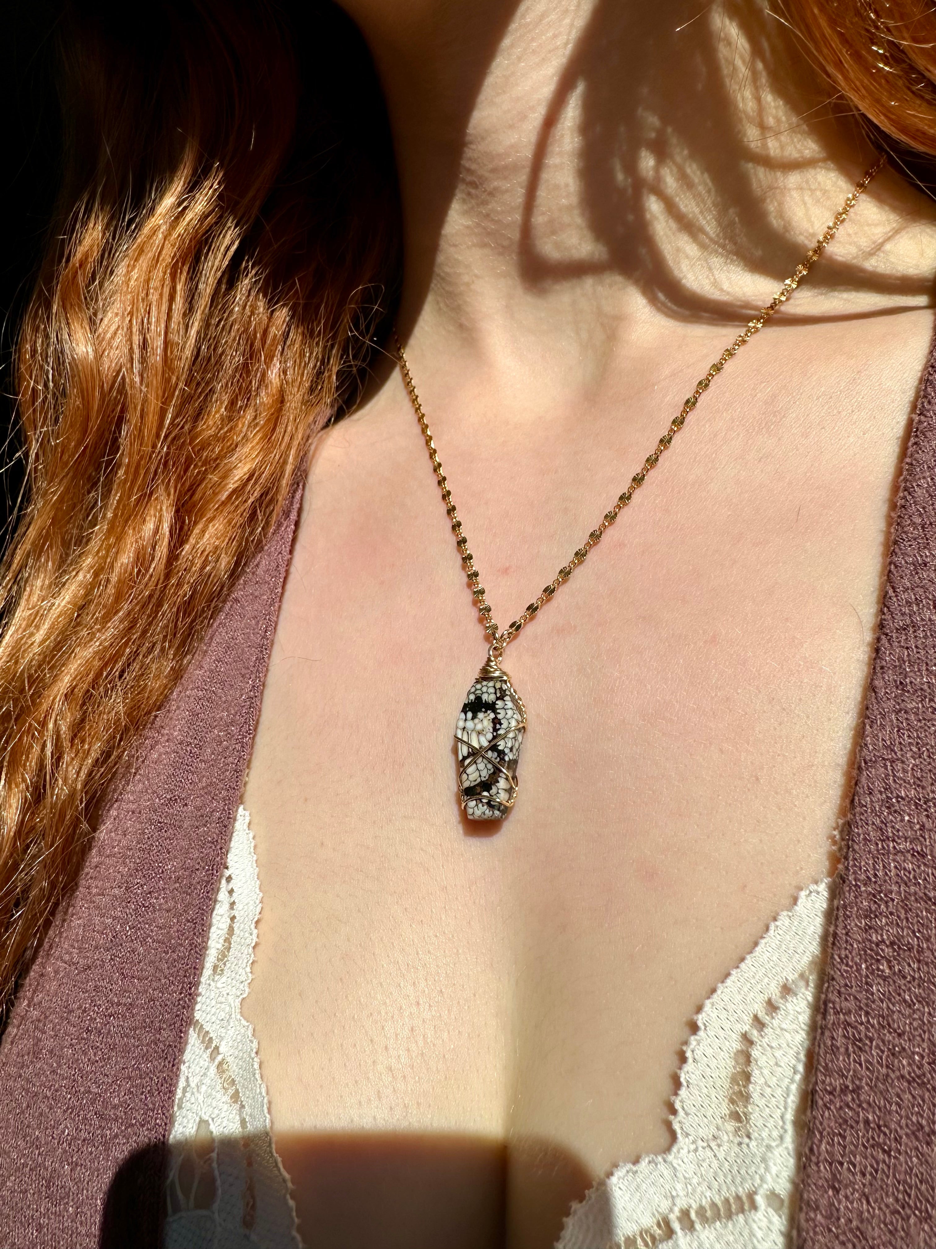 *one of one* snake skin fossil coffin necklace in 14k gold fill
