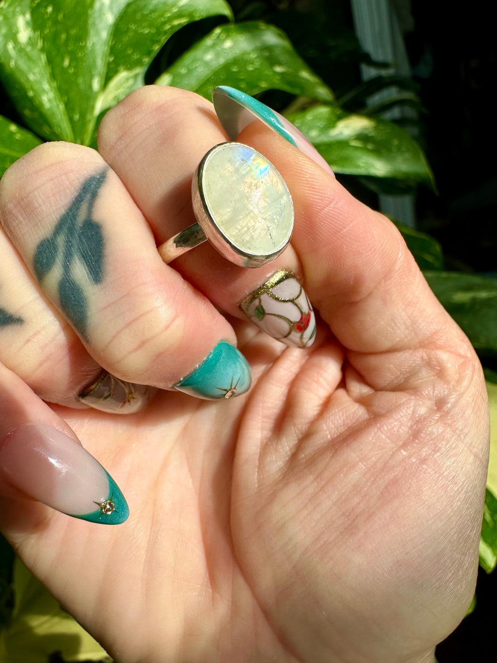 moonstone sterling silver ring size 7.5