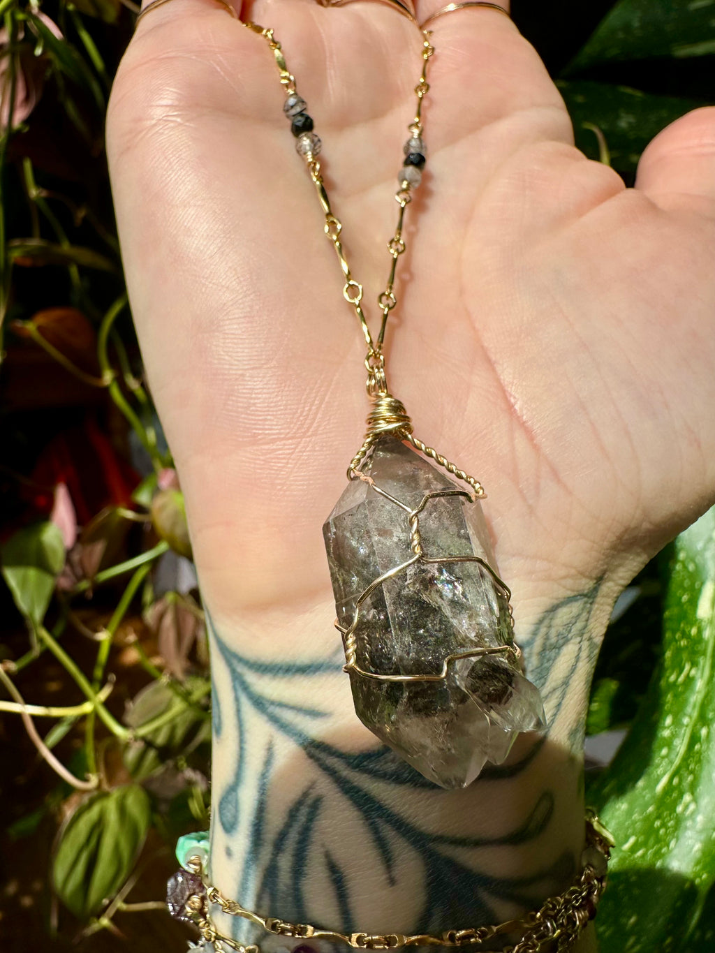 *one of one* raw smoky quartz necklace in gold