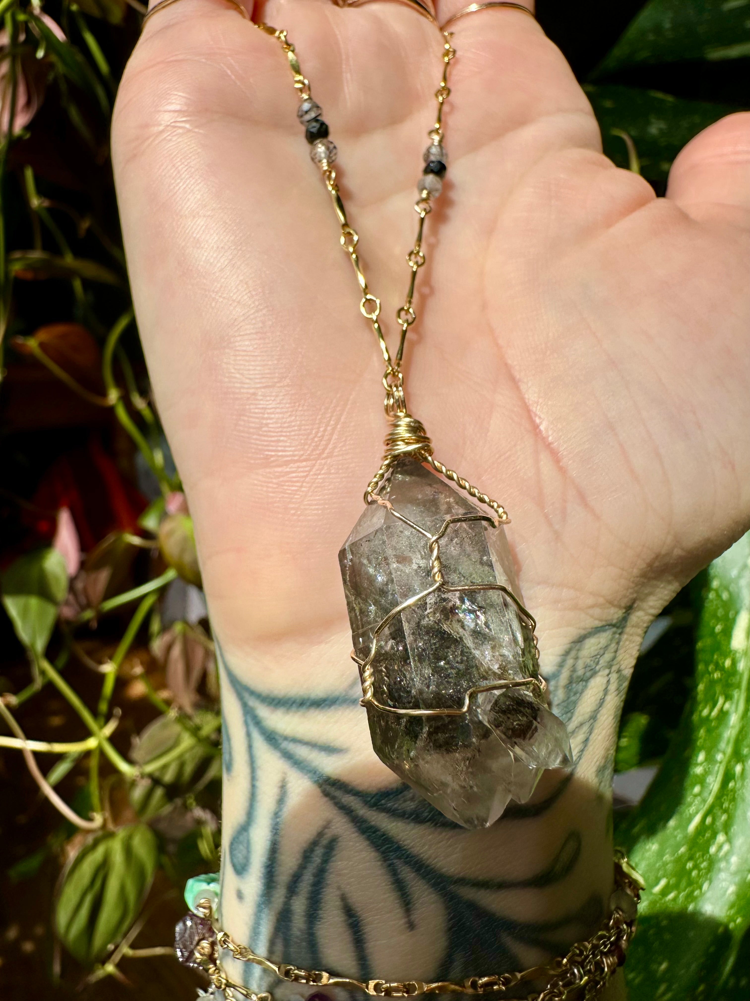 *one of one* raw smoky quartz necklace in gold