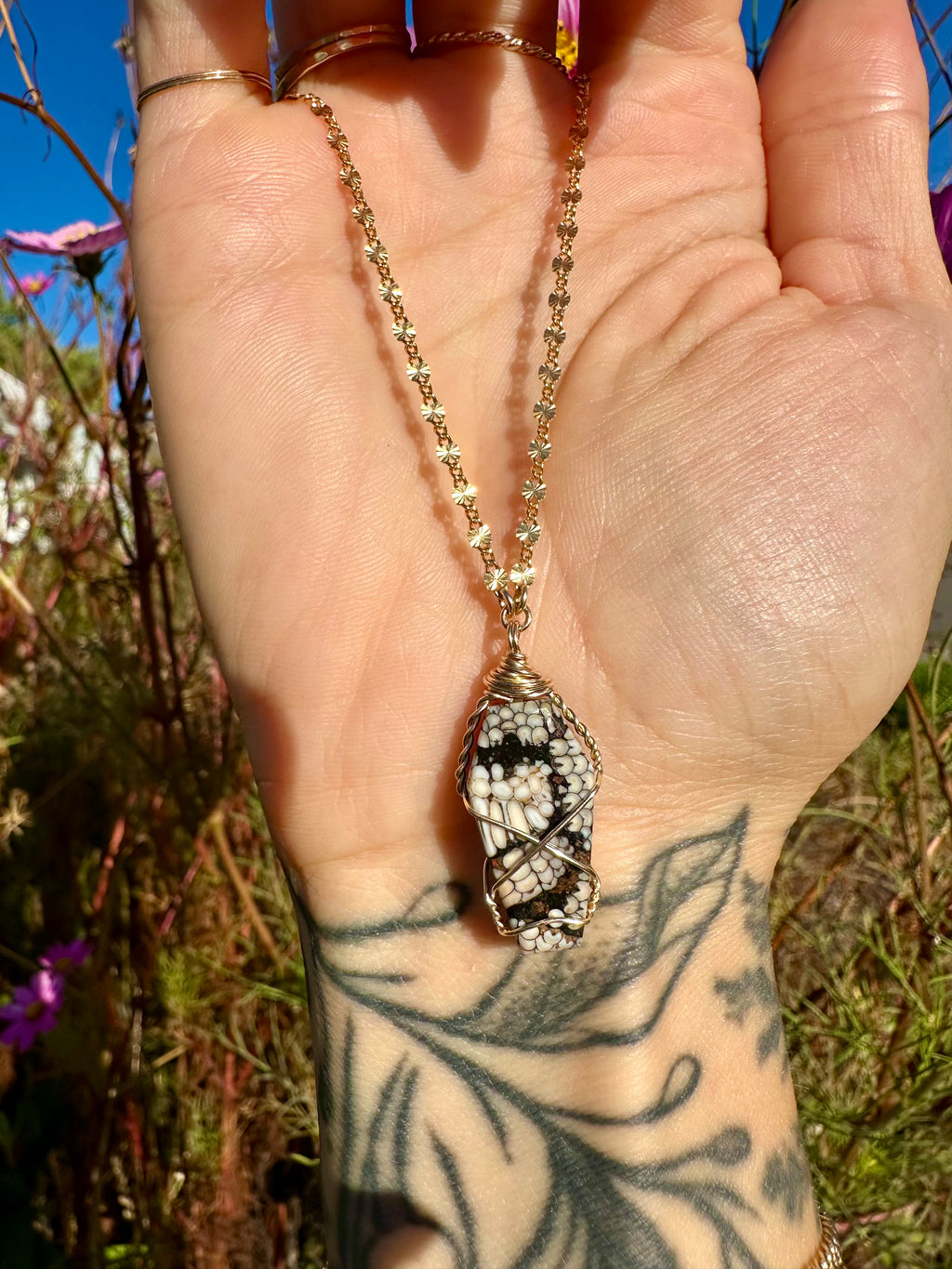 *one of one* snake skin fossil coffin necklace in 14k gold fill