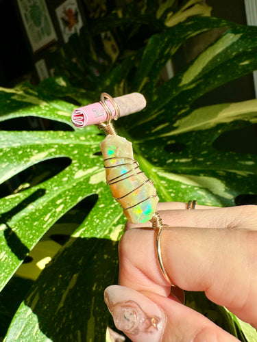 ♡one of one♡ 14k gold raw opal smoke ring ***