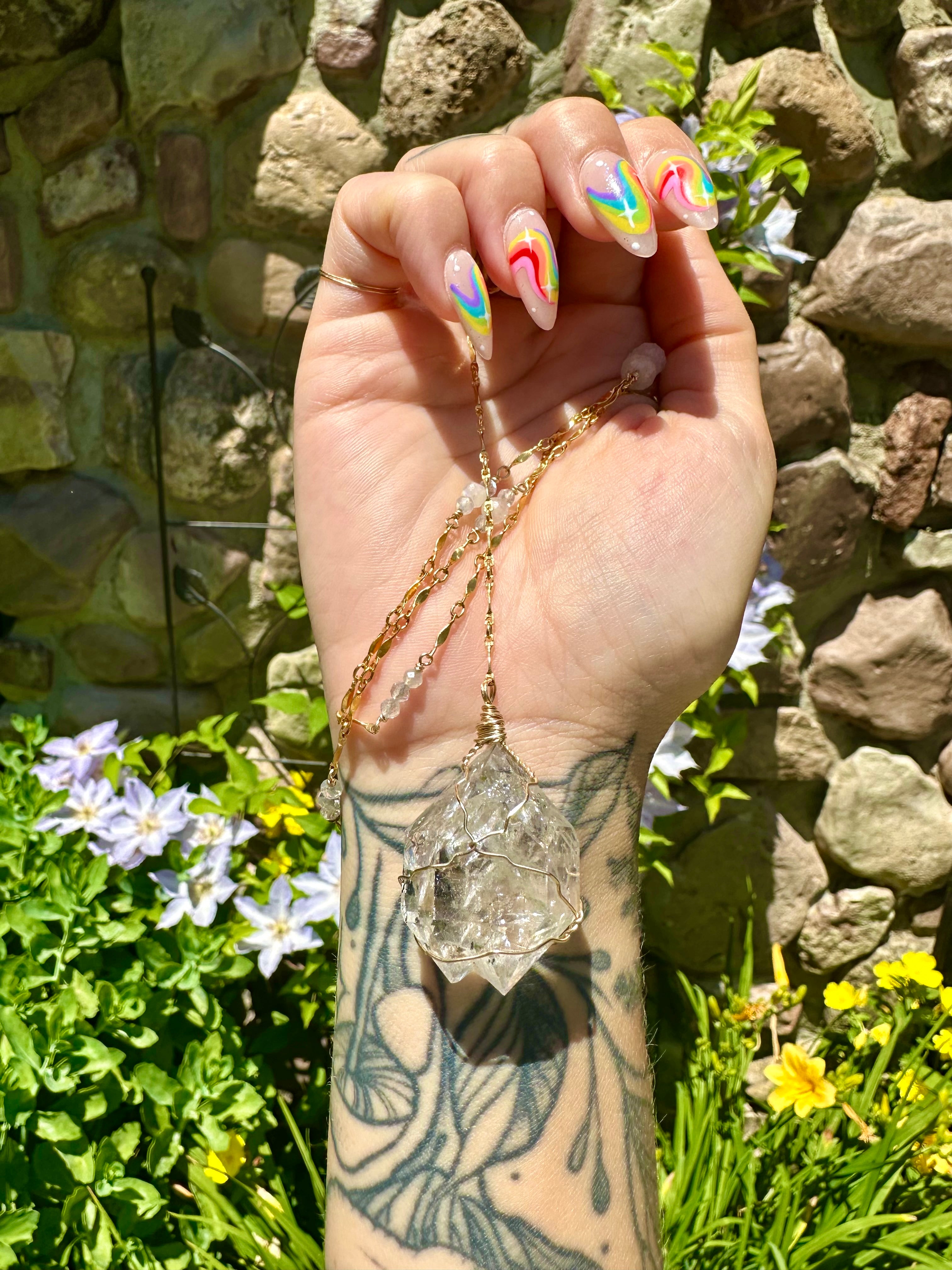 🌈rainbow ‘diamond’ quartz necklace