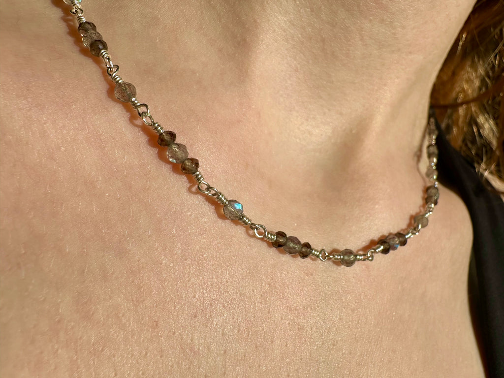 labradorite & smoky quartz necklace