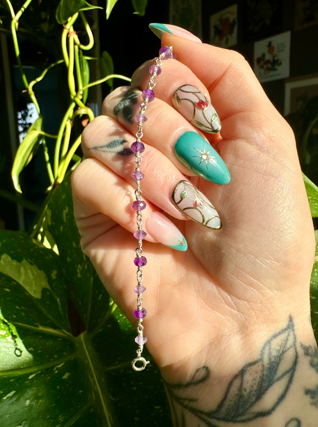 amethyst bracelet in sterling silver or 14k gold