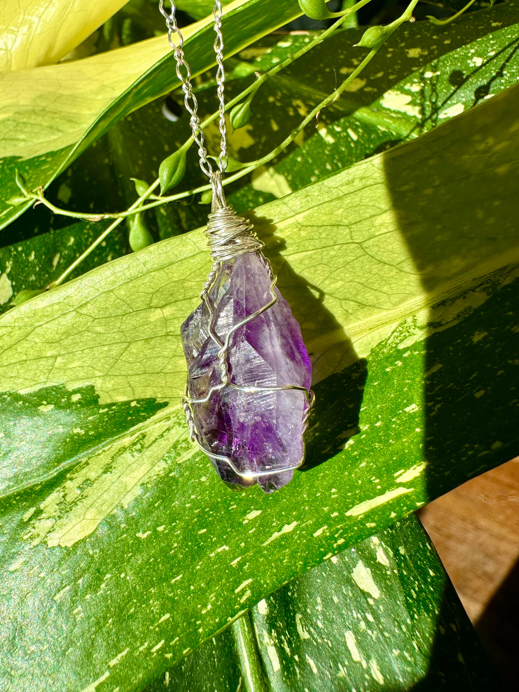 ♡one of one♡ raw amethyst necklace sterling silver
