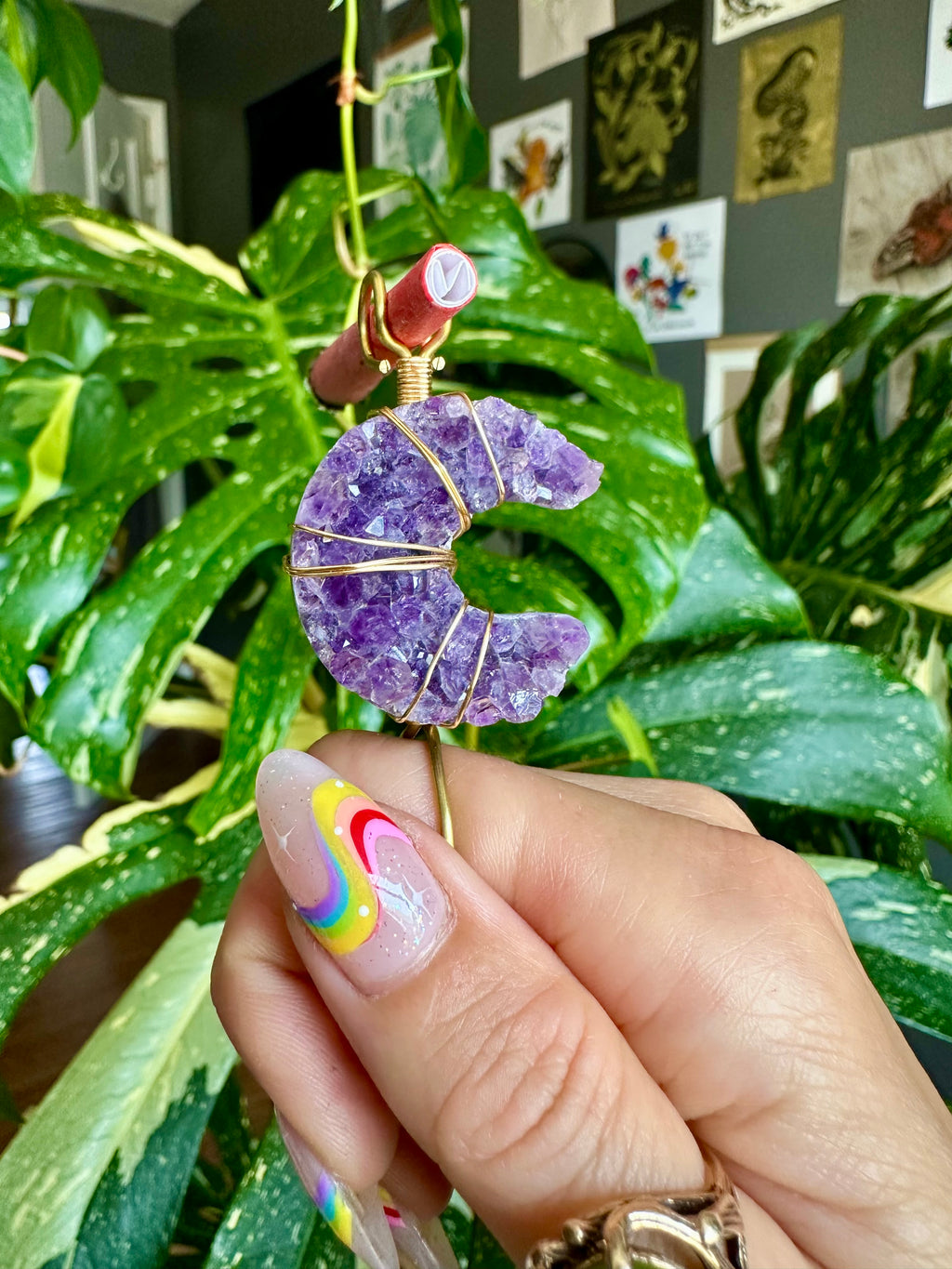 amethyst crystal moon smoke ring ♡