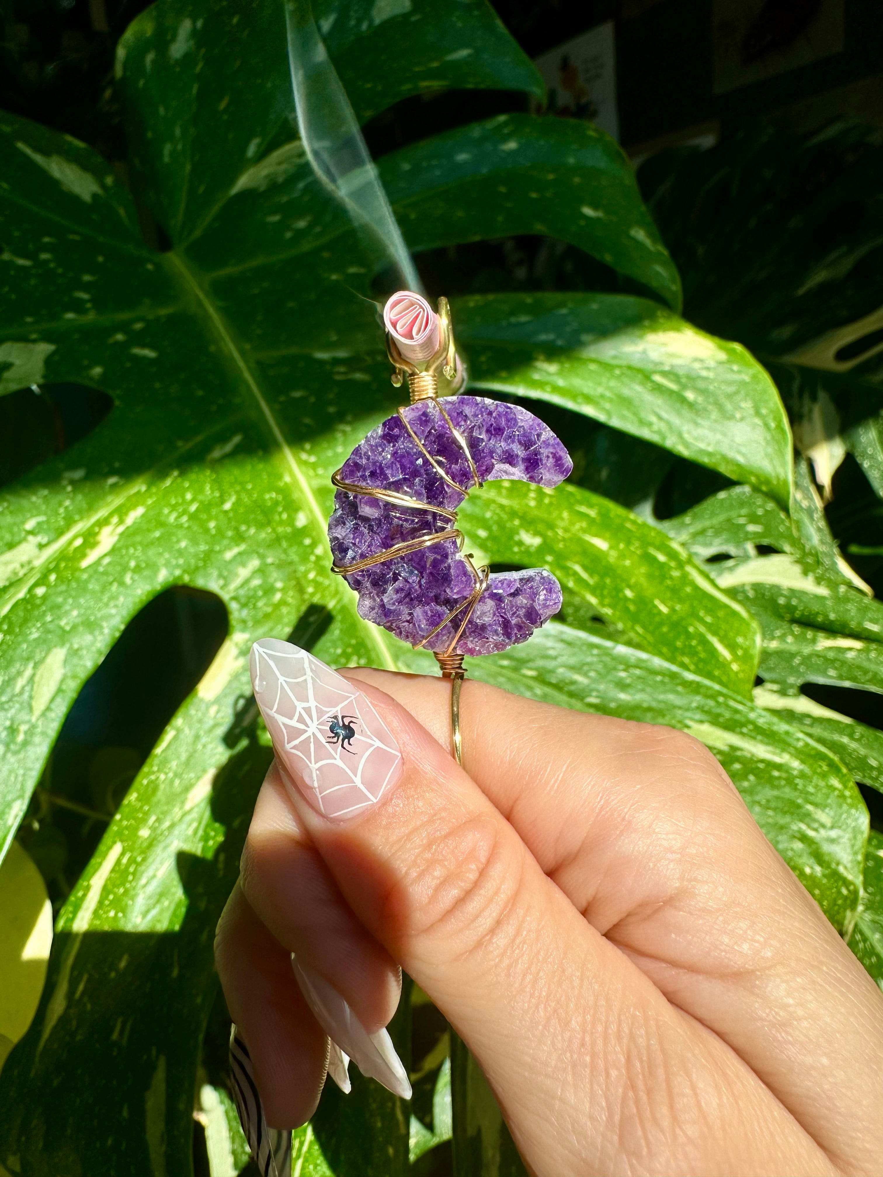 amethyst crystal moon smoke ring ♡
