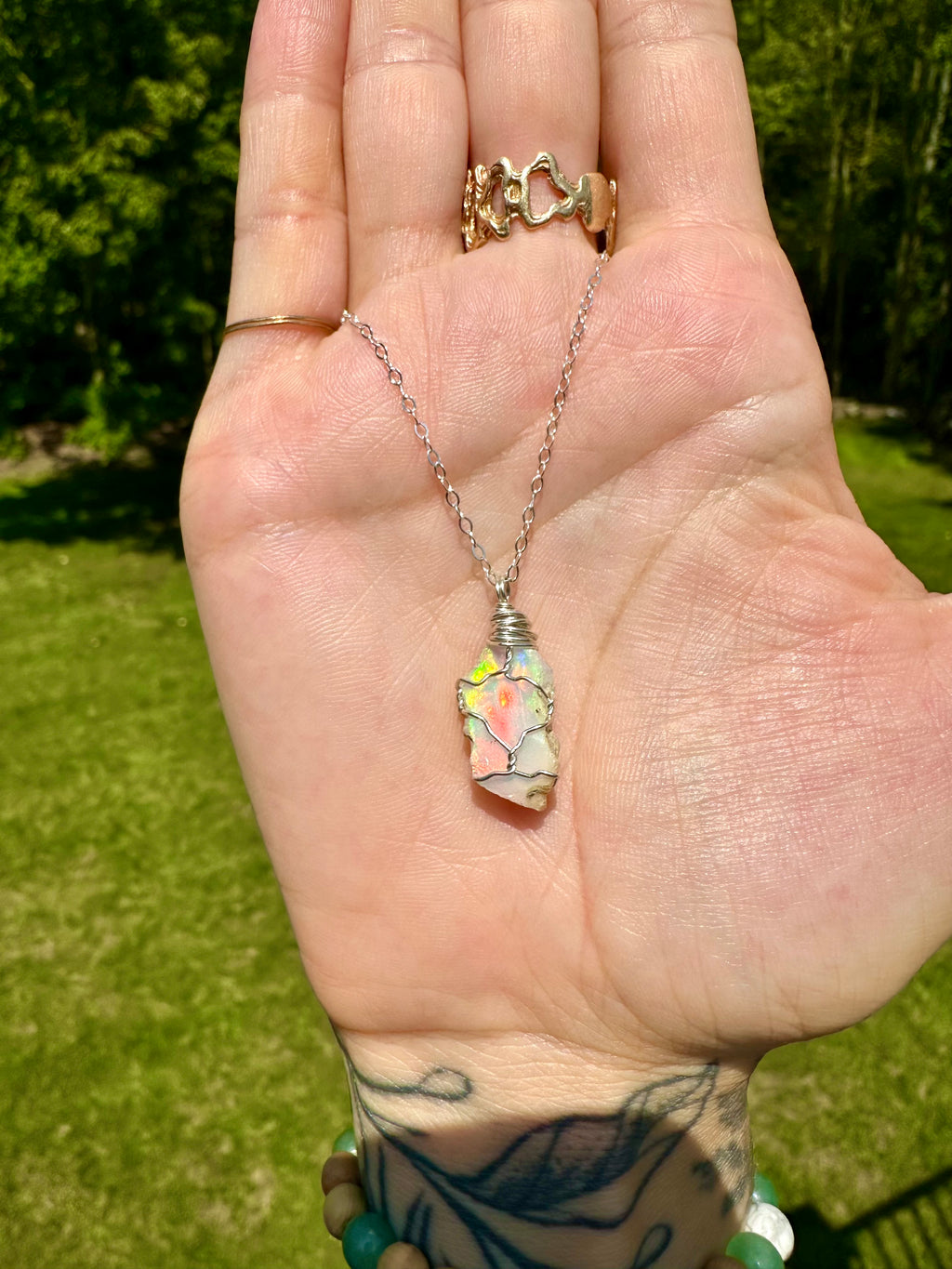 *♡one of one♡ raw opal necklace - sterling silver