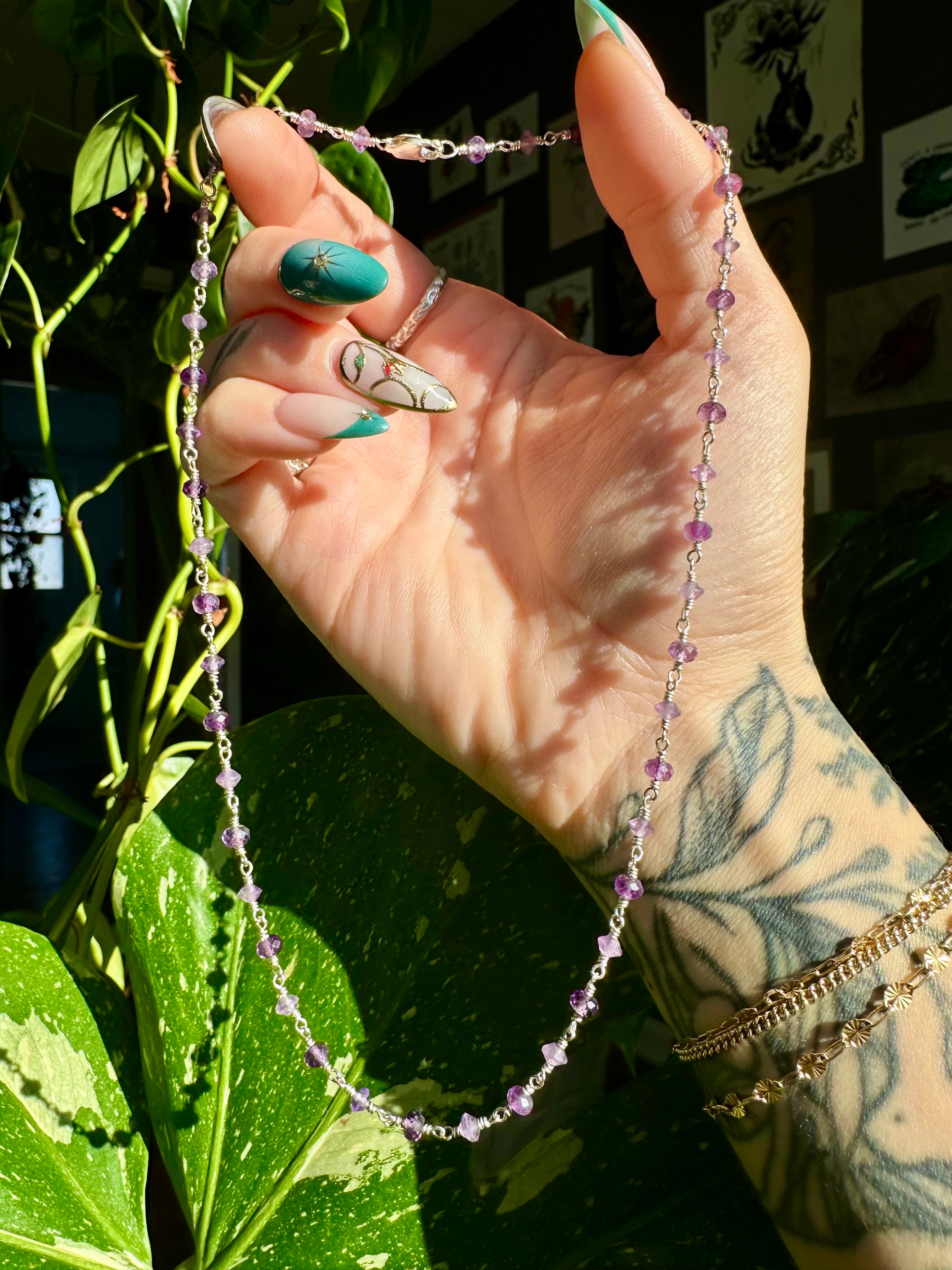 two tone amethyst necklace