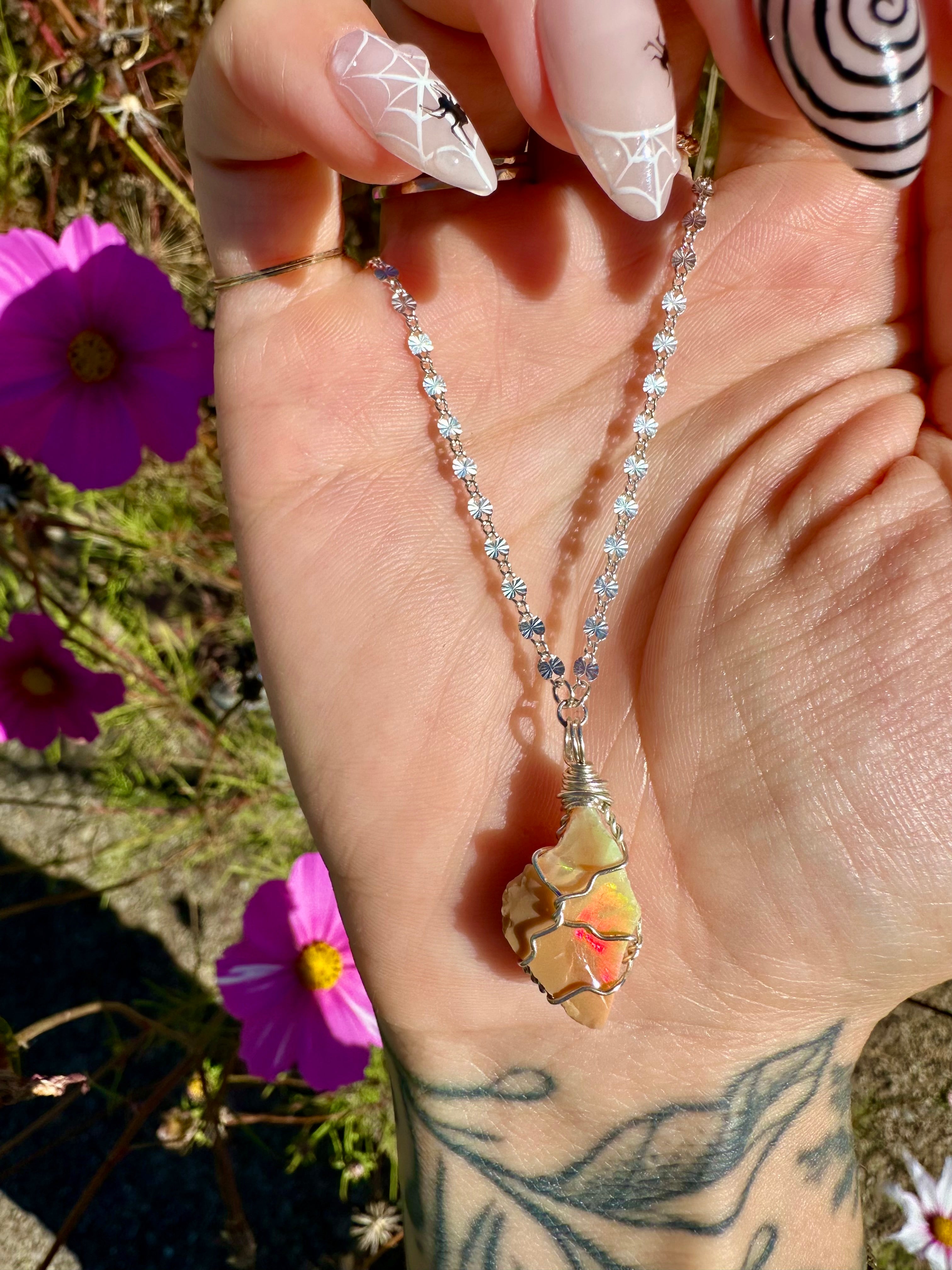 *one of one* raw opal necklace in sterling silver ♡