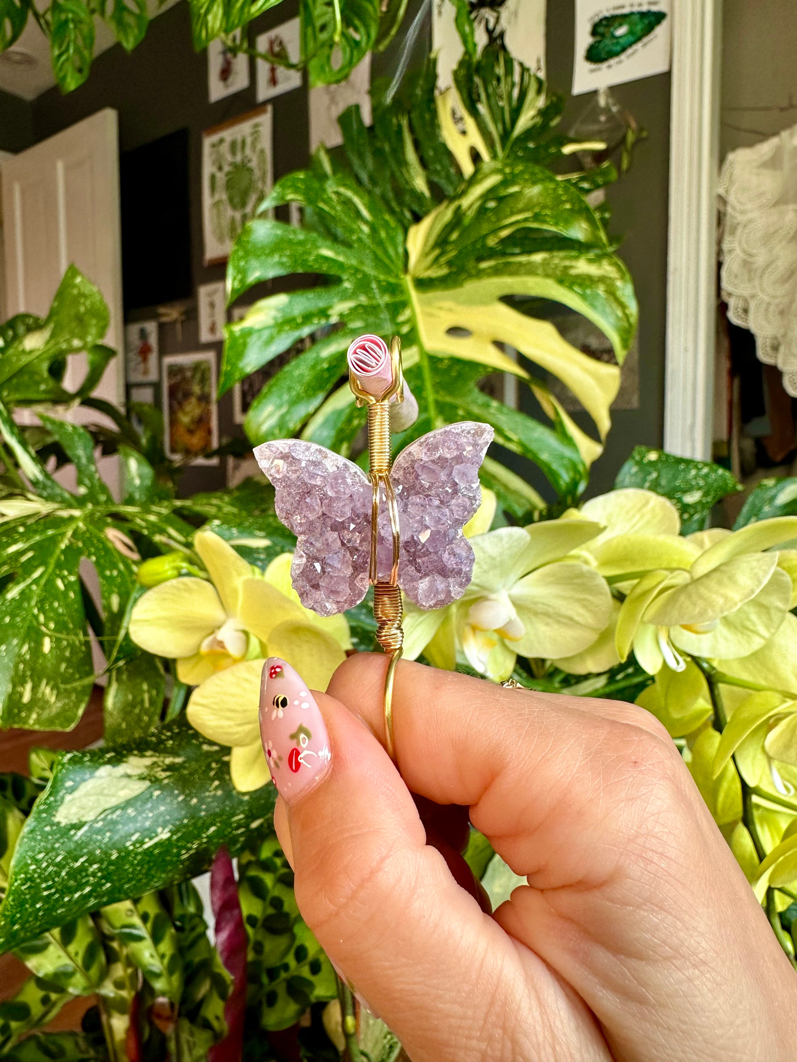 crystal butterfly smoke ring ♡ *handmade for you*