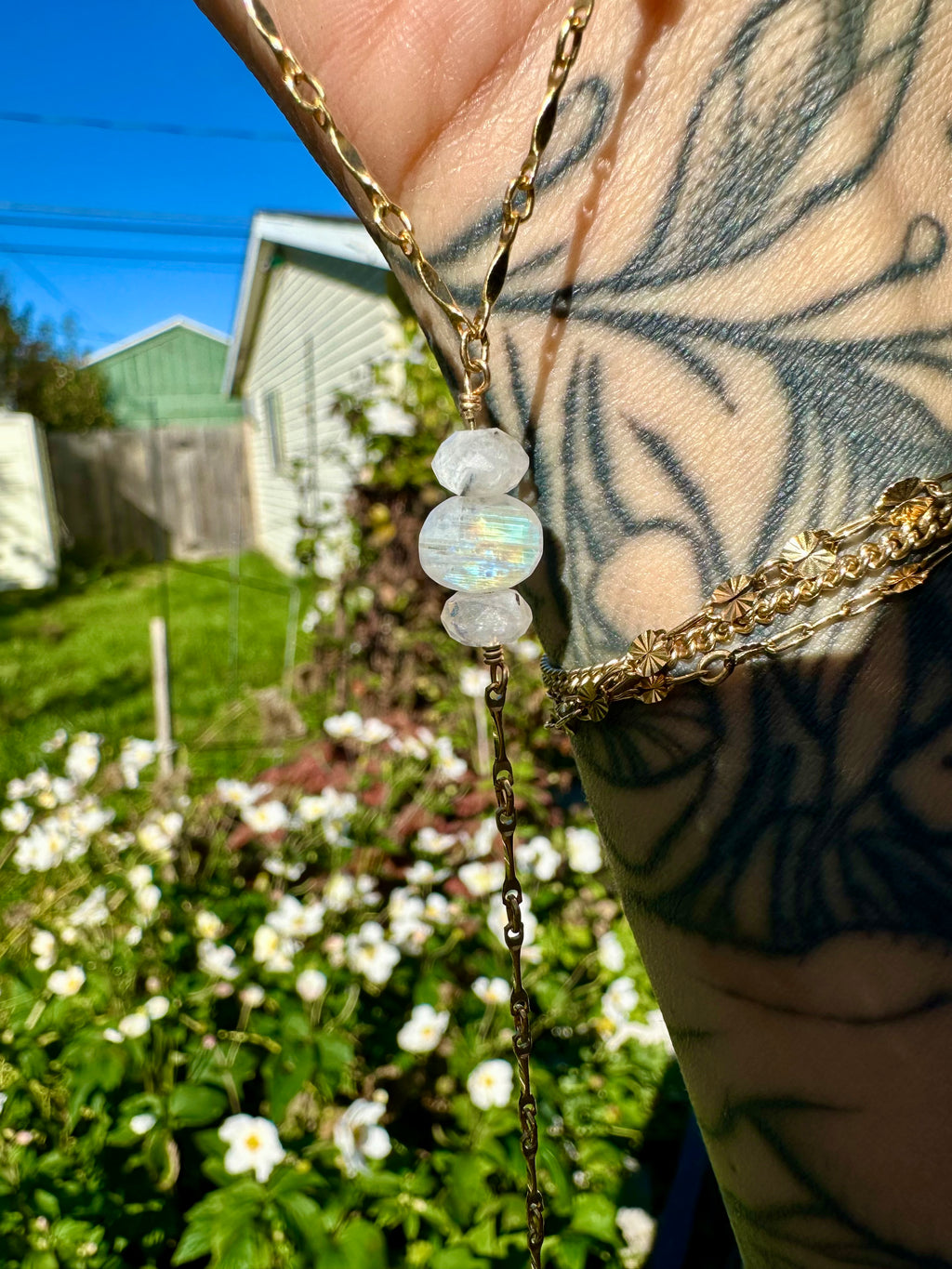 *one of one* ‘diamond’ quartz drop necklace in 14k gold fill