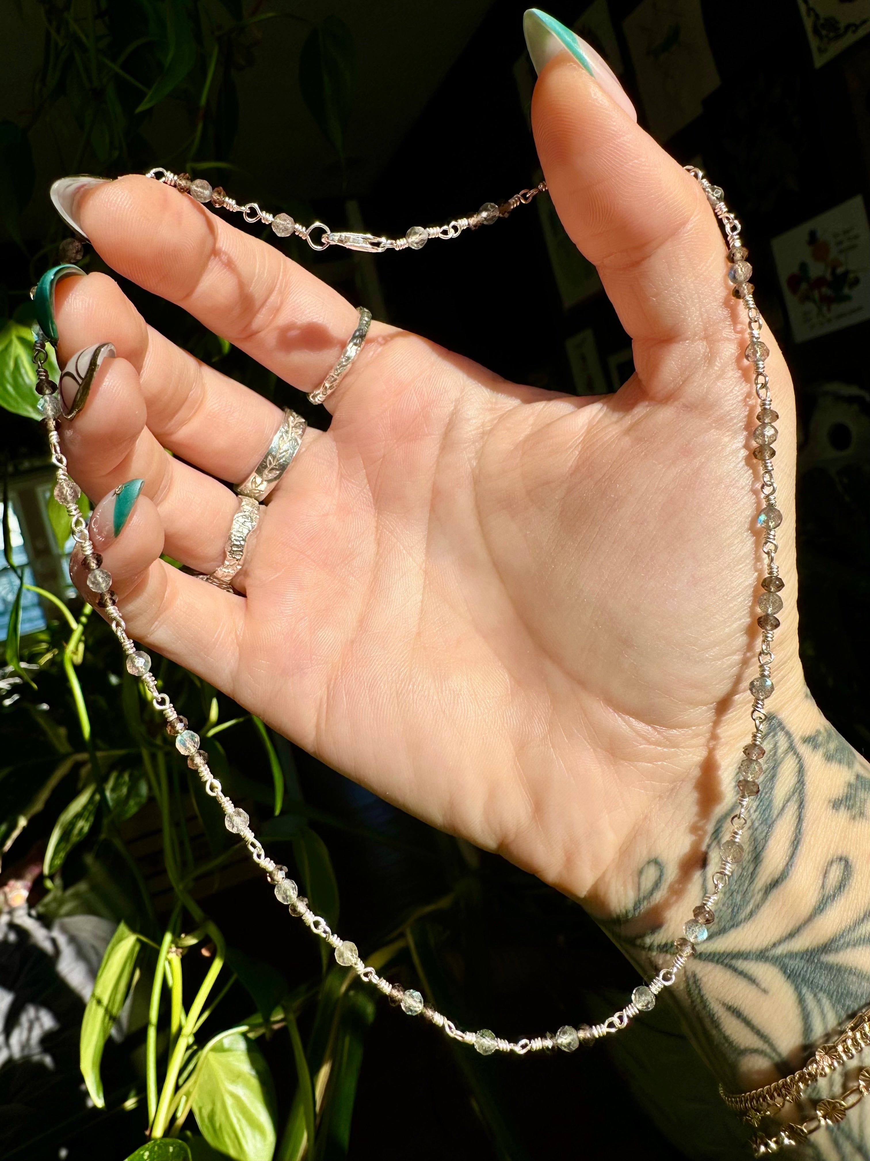 labradorite & smoky quartz necklace
