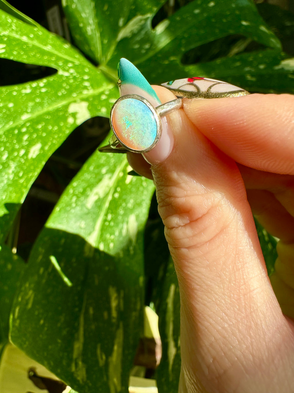 opal sterling silver ring size 5
