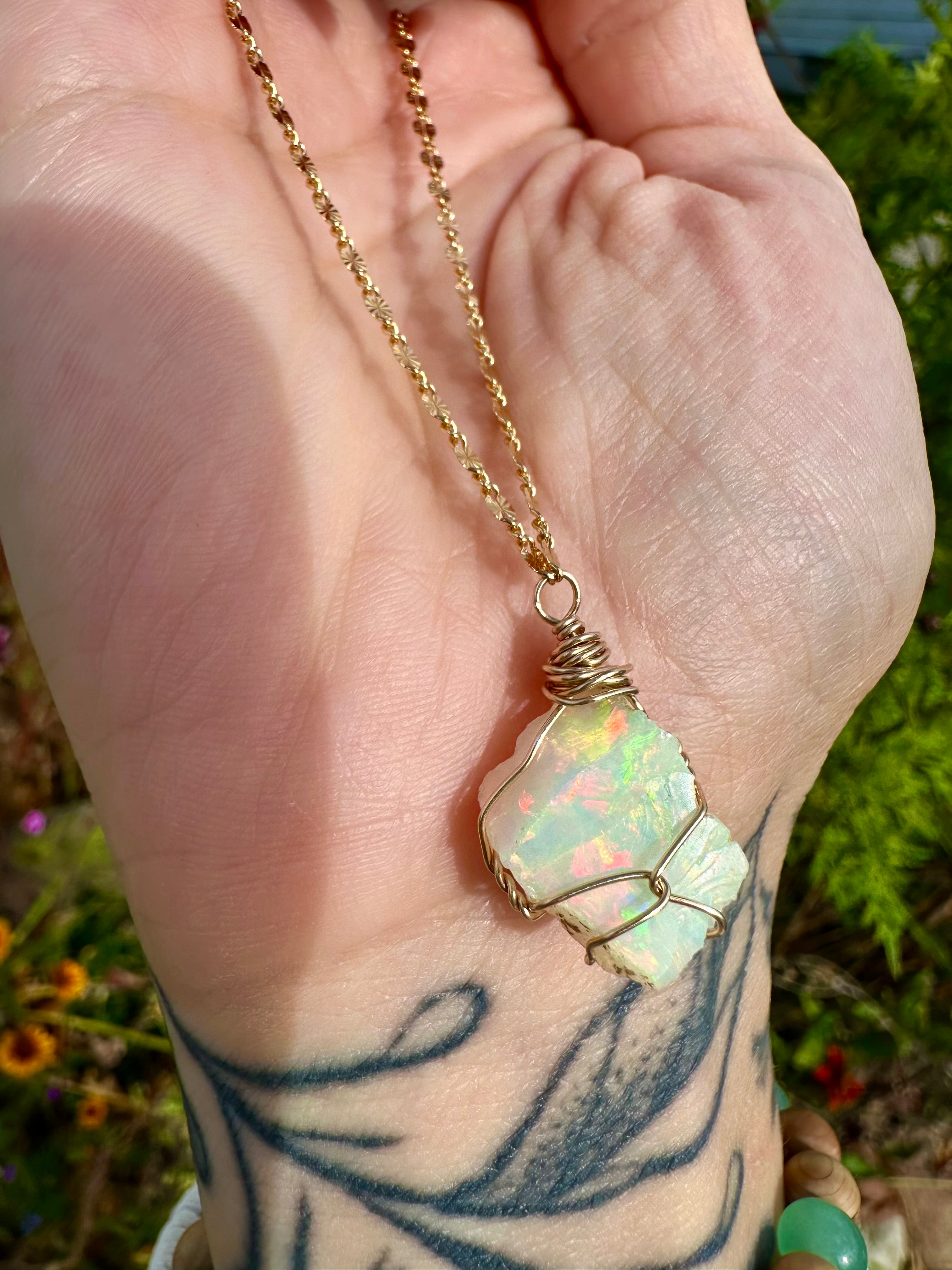 ♡one of one♡ raw opal necklace in 14k gold *
