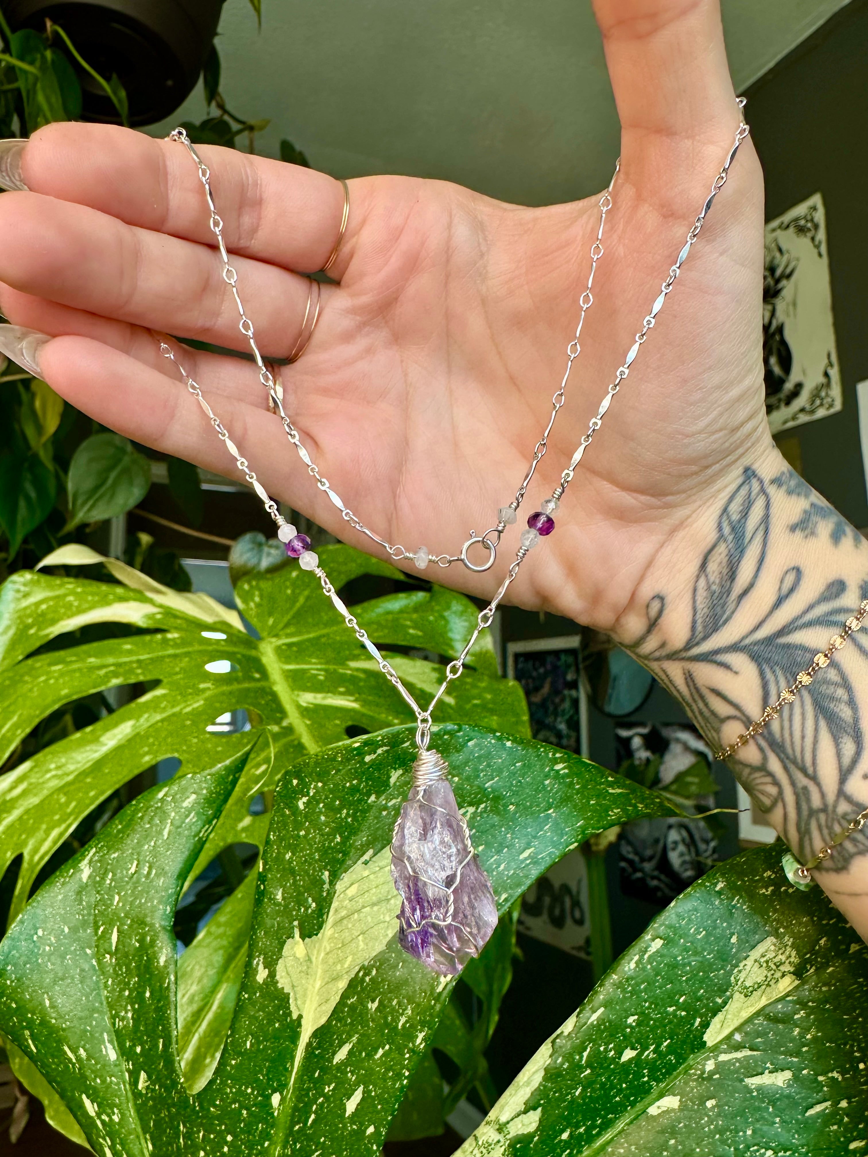 *one of one* raw amethyst necklace in sterling silver