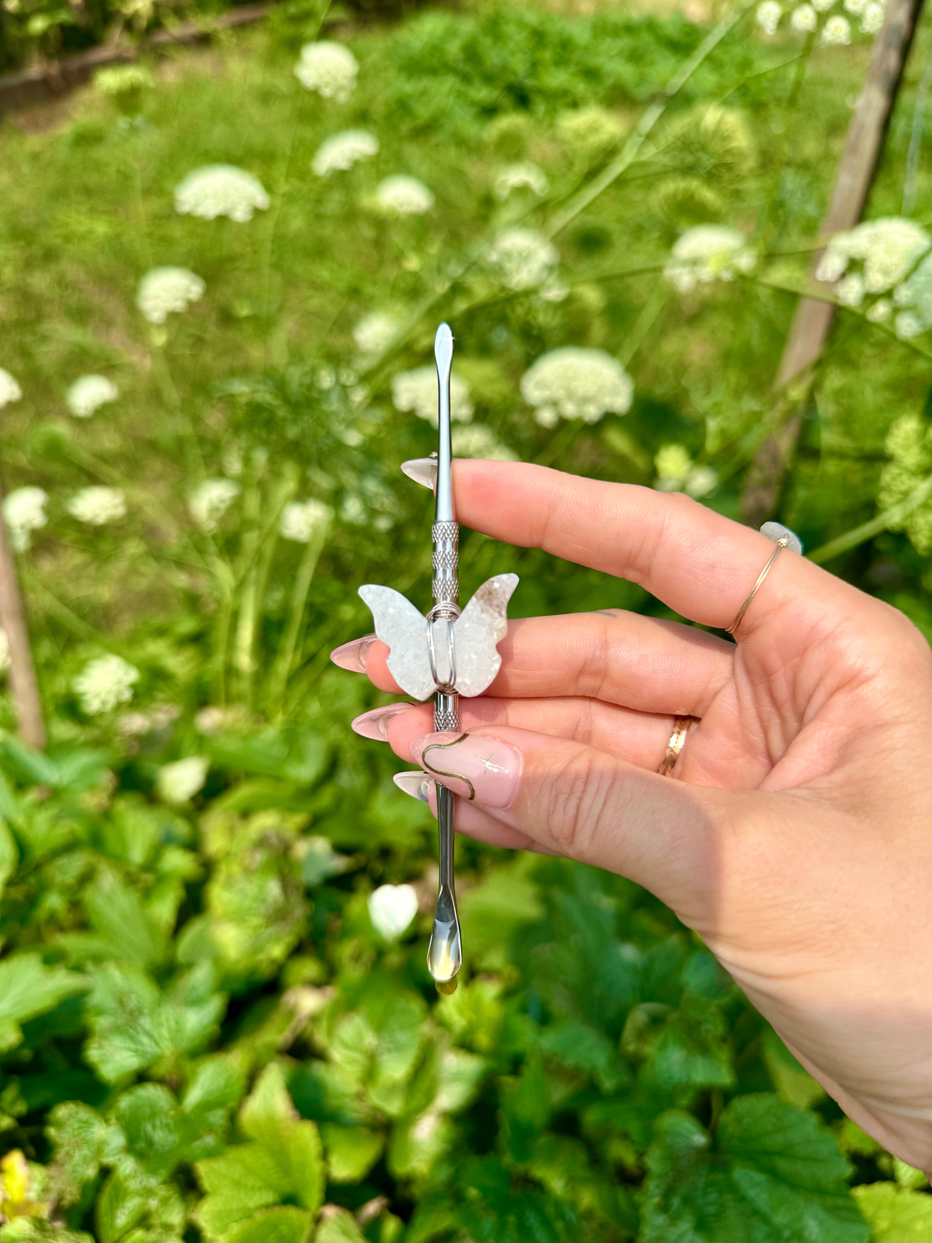 quartz druzy butterfly dabber