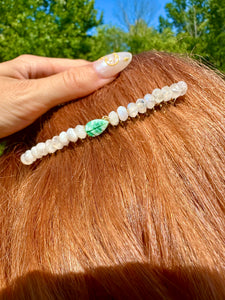 moonstone agate leaf comb hair accessory ♡