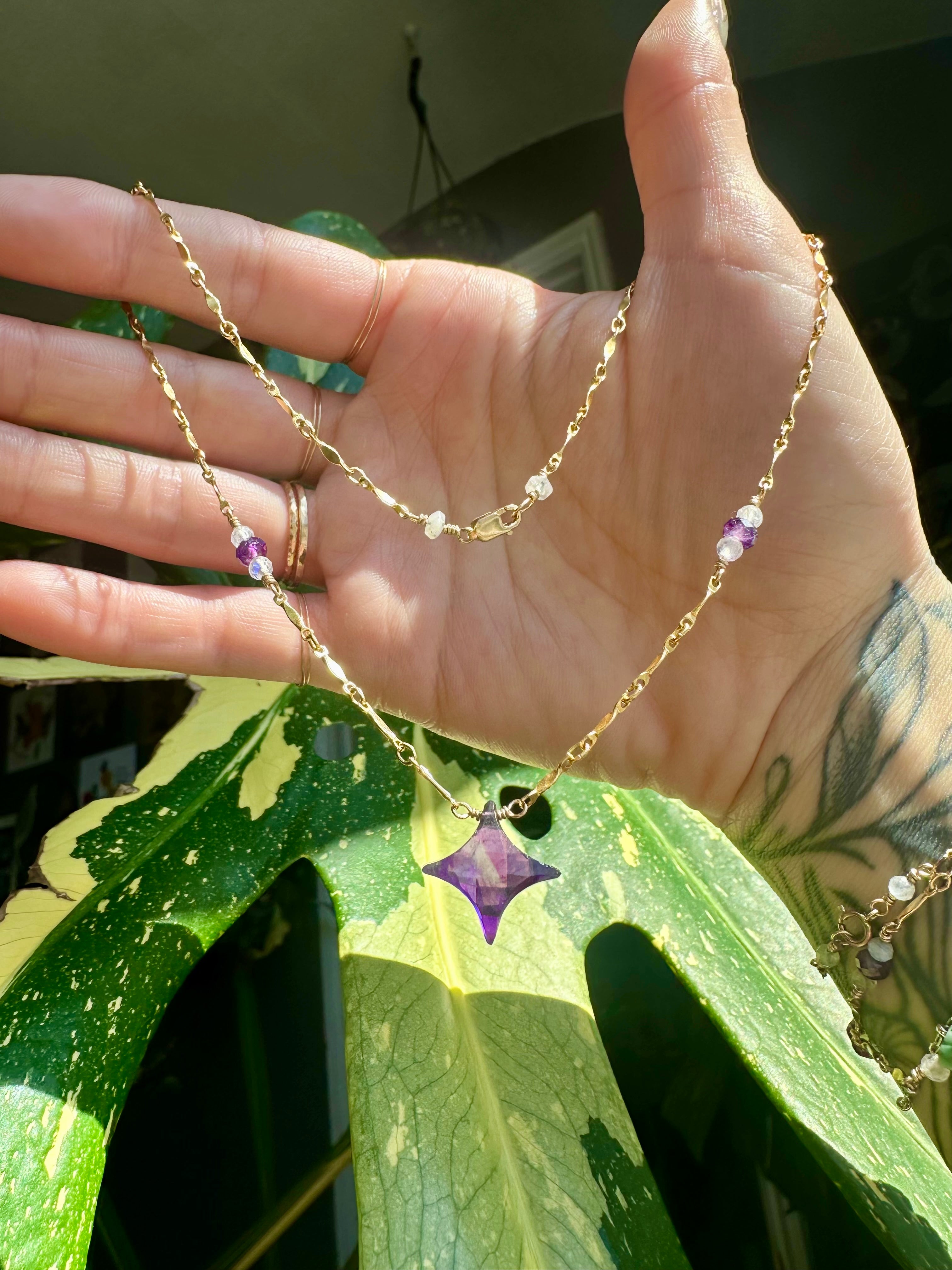 amethyst & moonstone sparkle necklace