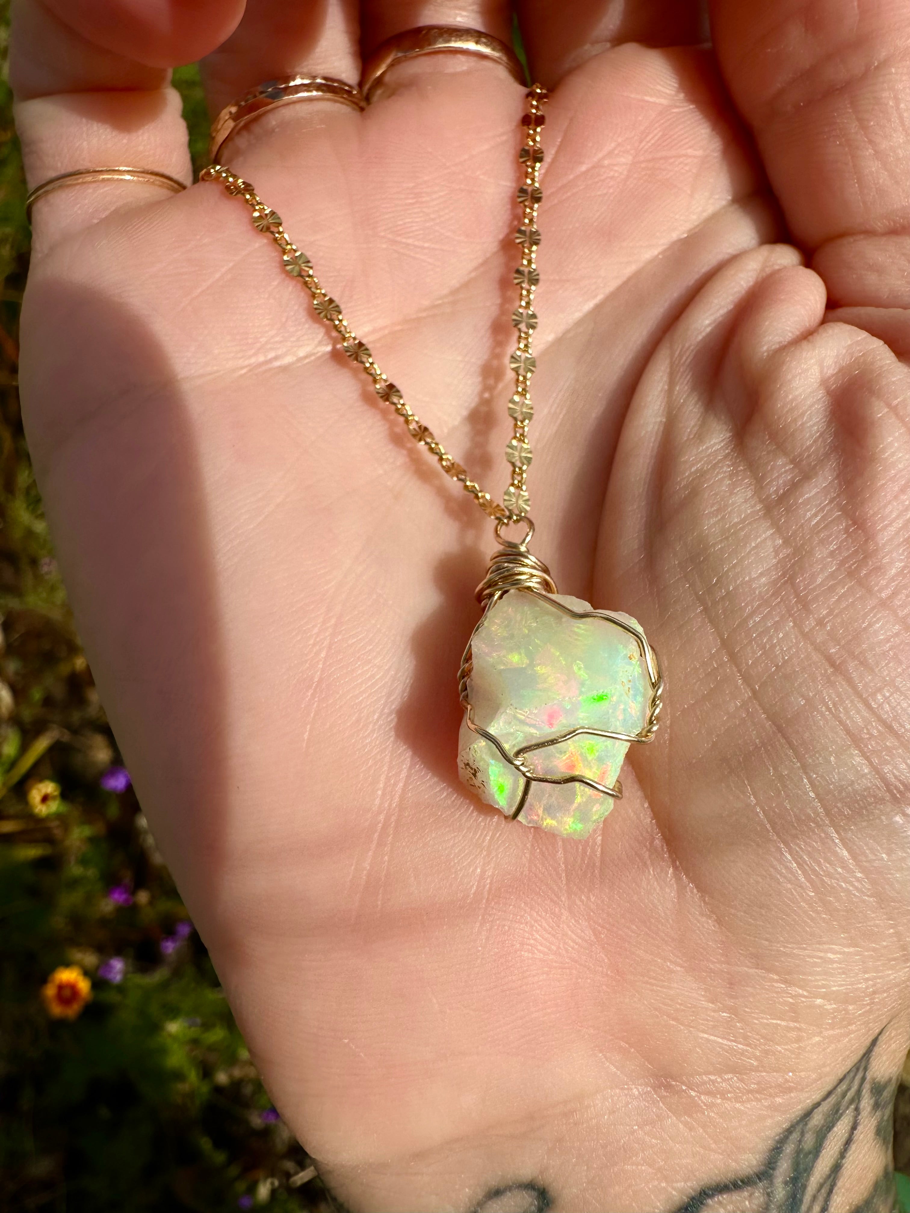 ♡one of one♡ raw opal necklace in 14k gold *