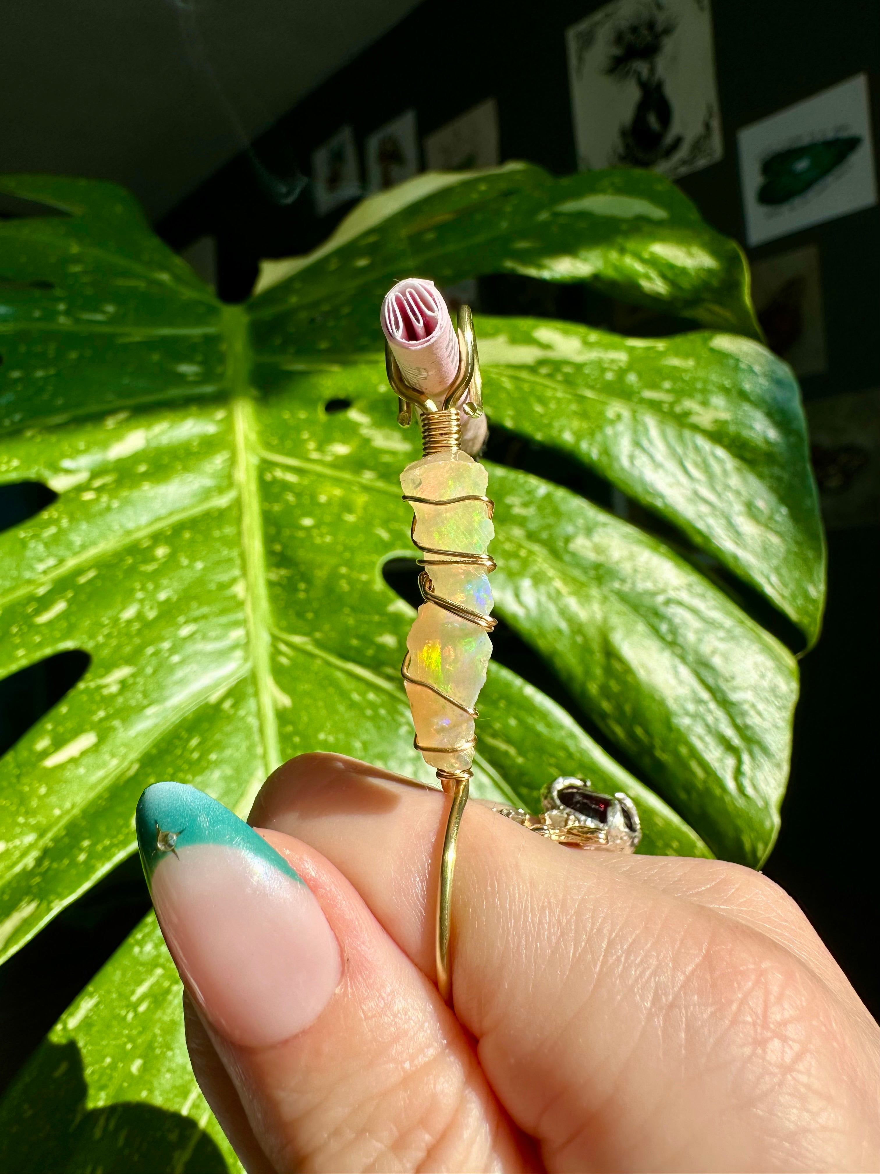 raw opal smoke ring in brass ♡