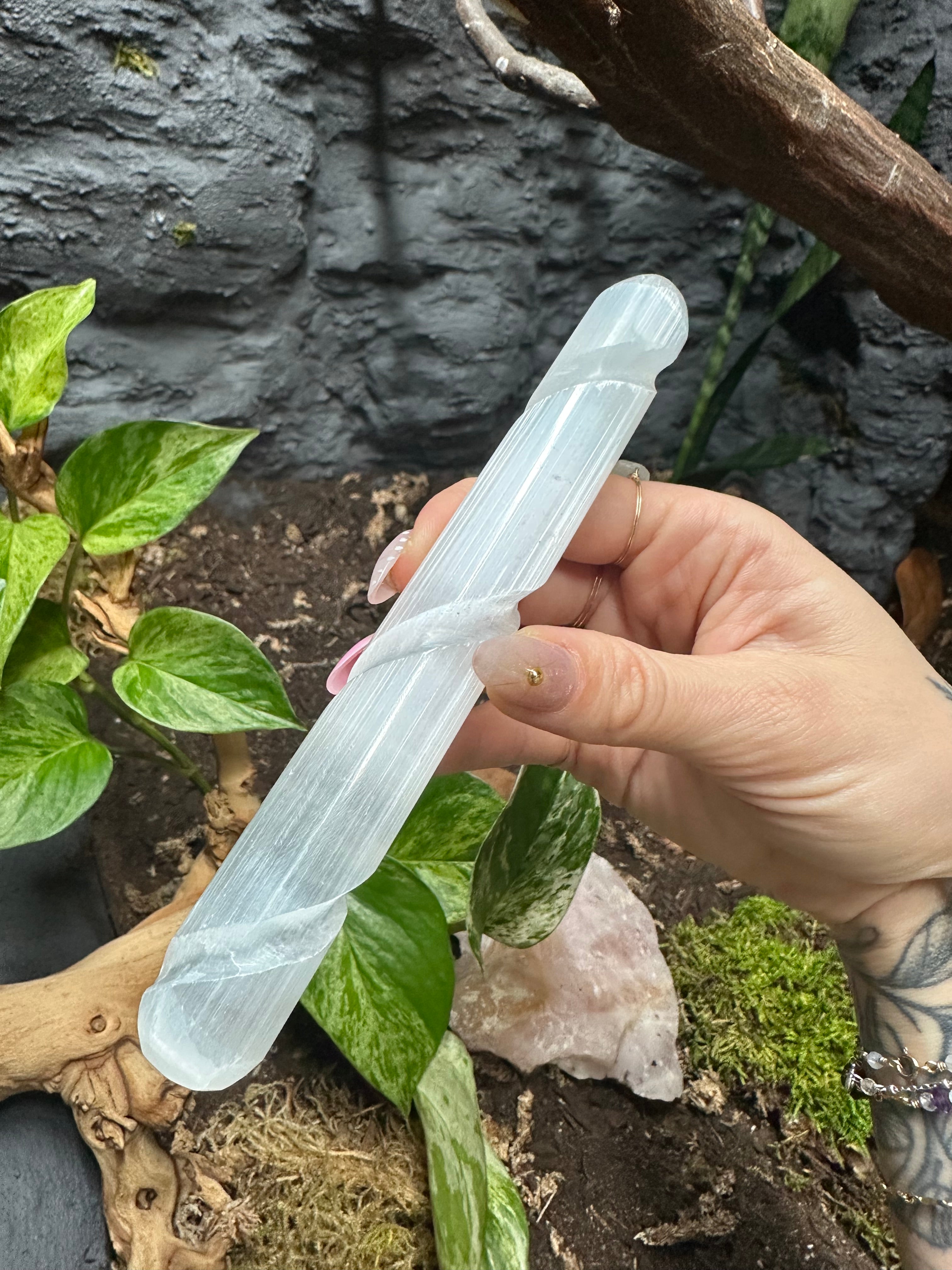 satin spar selenite wand