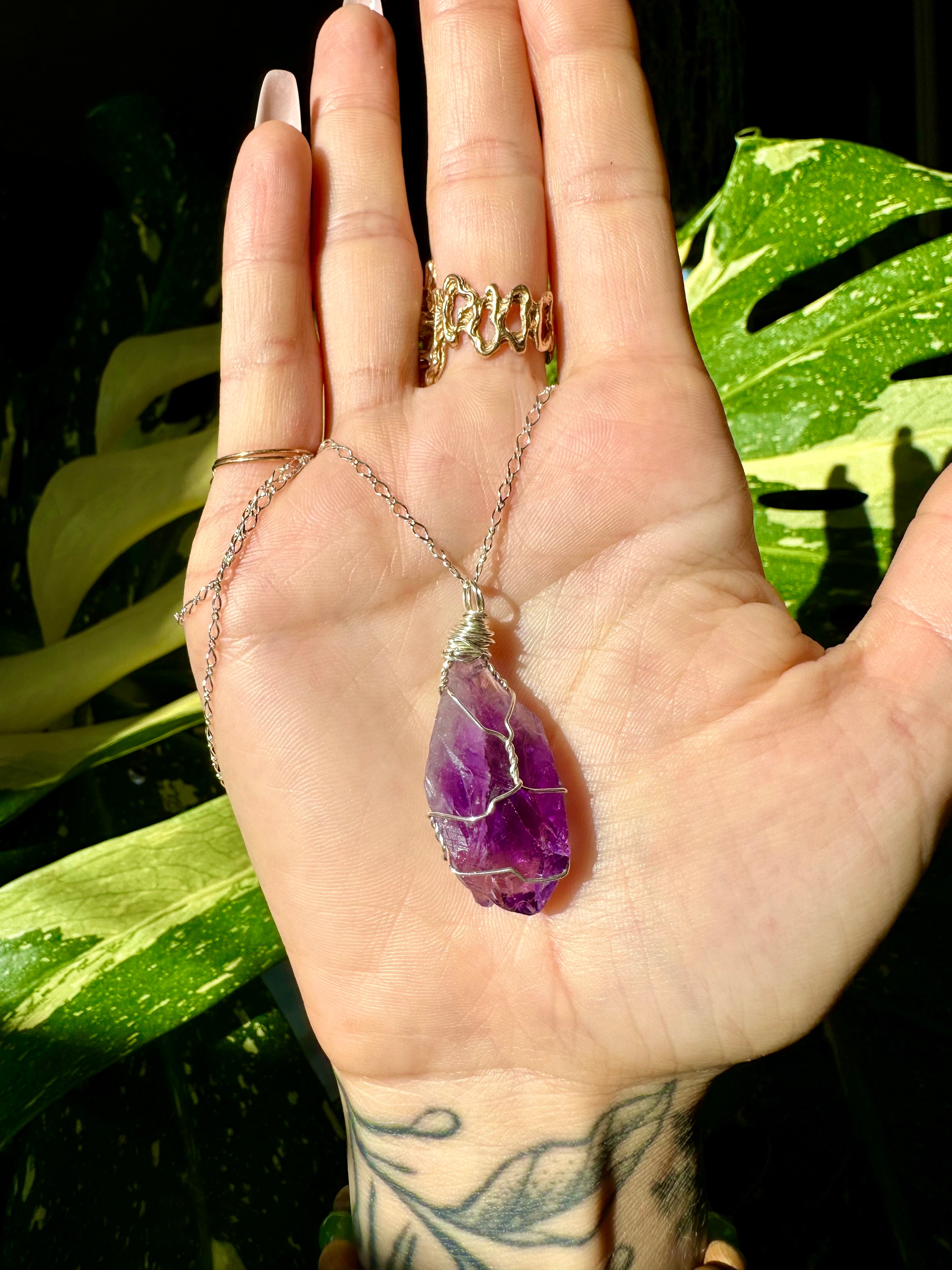 ♡one of one♡ raw amethyst necklace sterling silver